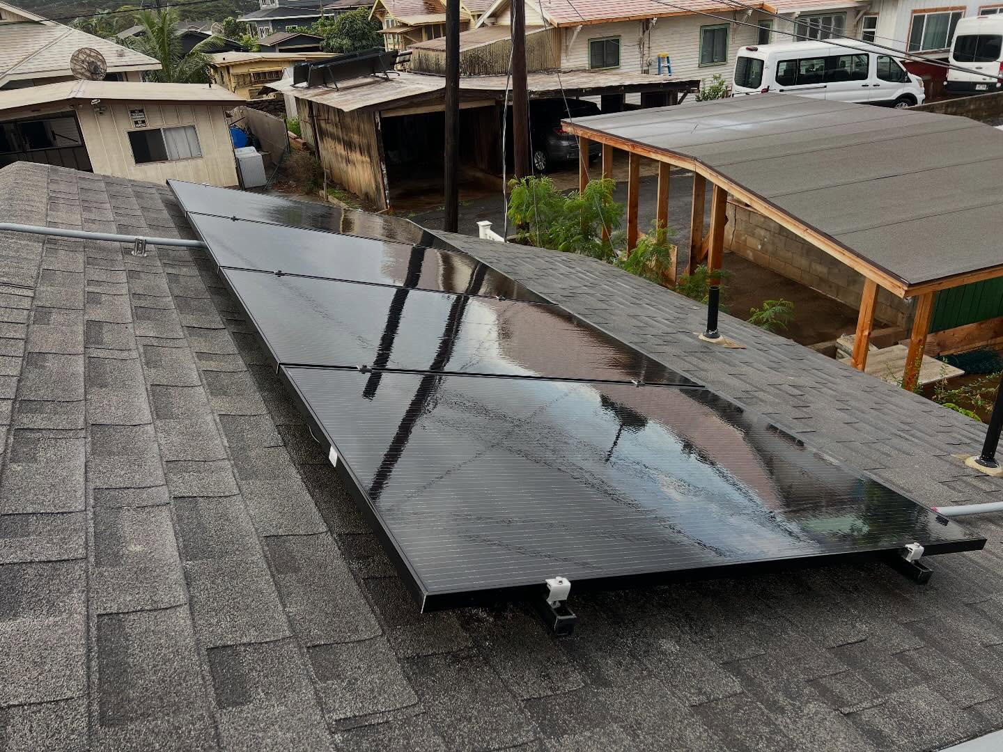 Out in Wailuku today…getting the shine back in these dusty panels.