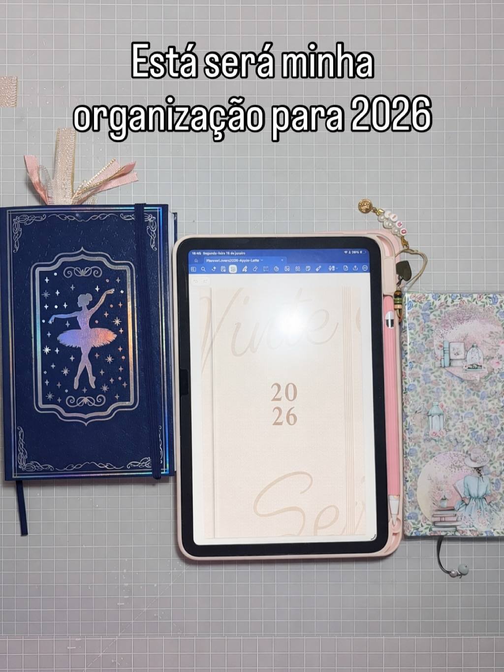 Esta é minha organização para o ano de 2026. Uso sempre um planner em casa, mas esse ano resolvi tentar um bujo e estou amando a ideia! Nele faço uma revisão no fim do dia, anoto coisas importantes que vão acontecer e me organizo de uma forma mais detalhada.
Na minha bolsa, carrego diariamente outra agenda, o hobonichi. Essa não largo. É uma organização simples, onde anoto os compromissos da vida diária e do trabalho. Fica tudo à mão para na esquecer nada e aí da tem espaço para outras anotações necessárias e algumas informações importantes que carrego comigo.
O tablet também entra nesse sistema d organização. Já tentei usar planners nele e não consegui. Então hoje adoro cadernos onde registro os conteúdos de aula e outras informações do trabalho. Assim, tenho tudo sempre a mão em um único caderno, já que trabalho em 2 lugares diferentes.
Parece muita coisa? Para mim dá super certo!
#planneraddict