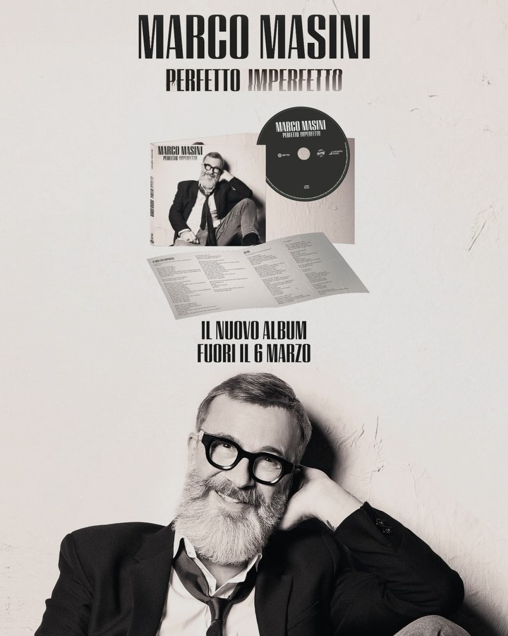 PERFETTO IMPERFETTO
Il mio nuovo album
Fuori il 6 marzo 💿
Pre-order al link in bio.
E questo venerdì uscirà il singolo che anticipa il disco, E POI TI HO VISTO CADERE, che potete pre-salvare al link in bio e nelle stories!
Questo album è per me un’evoluzione, umana e musicale.
Racconta un cambiamento profondo e nasce dall’incontro con una nuova generazione di artisti, con cui ho condiviso idee, emozioni e sonorità nuove. Un lavoro fatto con una squadra straordinaria, che mi ha aiutato a raccontarmi in modo diverso, e che non vedo l’ora di condividere con voi.
Ph @chiaramirelli
#MarcoMasini #PerfettoImperfetto
@bmgitaly @momyrecords @concerto.official @friendsandpartners @paroleedintorni