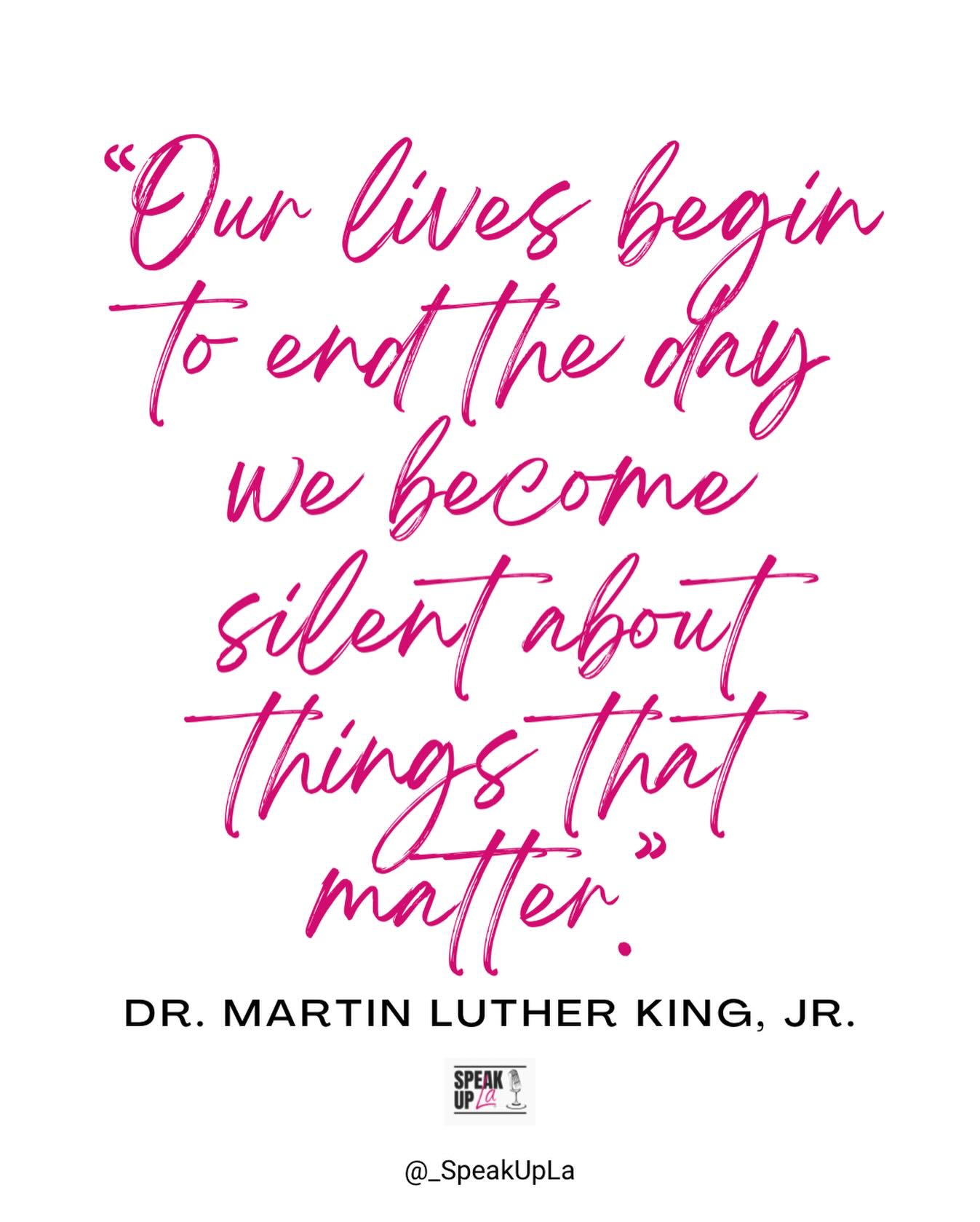 Silence can feel safe. Until you realize how much of yourself you’ve been holding back.
There comes a point where staying quiet costs more than speaking up. Where shrinking yourself, softening your truth, or waiting for permission no longer feels aligned.
Dr. Martin Luther King Jr. said it best: “Our lives begin to end the day we become silent about things that matter.”
Your voice matters; in rooms that welcome it and in rooms that challenge it.
Your truth matters; even when it’s uncomfortable.
And leadership often starts with the courage to say the thing that’s been sitting in your chest.
This is your reminder:
Silence is not the assignment.
Your voice is not too much.
Speak Up anyway. 🎙️✨
#SpeakUpLa #UseYourVoice #PurposeDrivenLeadership #BoldTruth #SpeakWithIntention