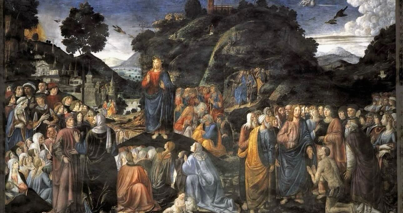 Lecture de l’Évangile pour le quatrième dimanche d’hiver
Un jour, les parents de Ieshu entendirent ce qu’il disait à la foule et vinrent le chercher, car ils disaient qu’il avait perdu la raison. Sa mère et ses frères se tenaient devant la maison où il se trouvait, et ils l’envoyèrent chercher. Les gens étaient assis autour de lui, et ils lui dirent : Voici ta mère et tes frères qui sont dehors, et qui viennent te chercher. Mais il répondit : Qui est ma mère et qui sont mes frères ? Et, étendant la main vers ceux qui étaient assis autour de lui, il dit : Voici ma mère et mes frères ; car celui qui fait la volonté de mon Père céleste est mon frère, ma sœur et ma mère.
Image : « Sermon sur la montagne » par Cosimo Rosselli, vers 1439.