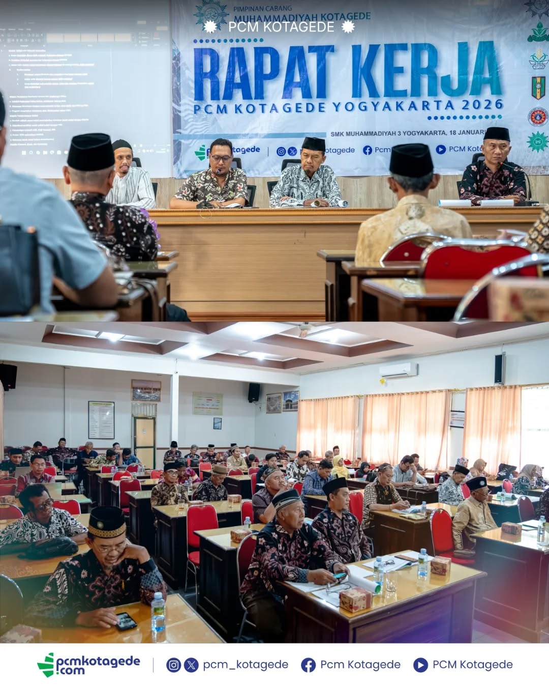 Pimpinan Cabang Muhammadiyah (PCM) Kotagede telah menyelenggarakan Rapat Kerja Tahun 2026 di Aula SMK Muhammadiyah 3 Yogyakarta, Ahad (18/1).
Kegiatan diikuti unsur Pimpinan Harian, majelis dan lembaga, pimpinan organisasi otonom (Ortom) tingkat cabang, serta pimpinan Amal Usaha Muhammadiyah (AUM) Kotagede.
selengkapnya di pcmkotagede.com
_____
website : pcmkotagede.com
Facebook : Pcm Kotagede
Instagram : pcm_kotagede
X : Pcm kotagede
Youtube : PCM Kotagede
© Majelis Pustaka dan Informasi PCM Kotagede
#muhammadiyah #pcmkotagede #rakerpim #kotagede #pcmkg2026