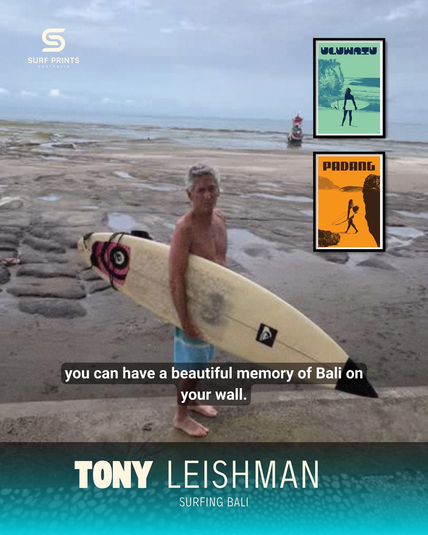 Memories of Bali. A range of prints to choose from including Uluwatu. Bingin just before the destruction. Padang. Sanua. Canggu. Keramas and Medewi. Beautiful reminders of Bali for your home.