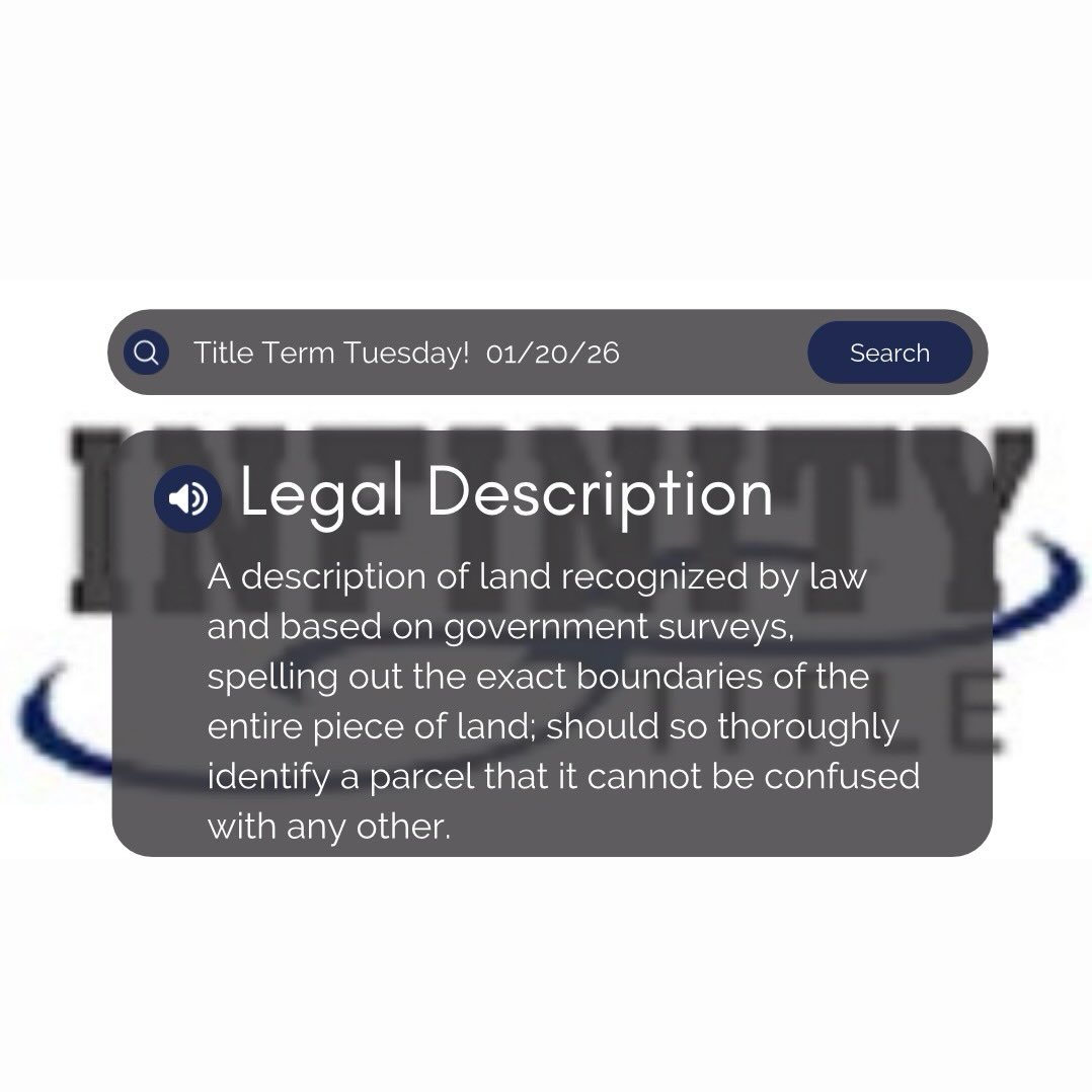 Happy Title Term Tuesday! Today's term is "legal description" ⬆️