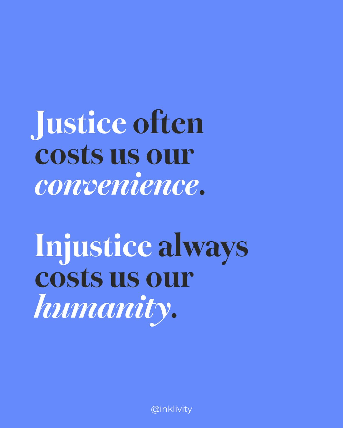 Sometimes we want things fixed without wanting anything to move. We want justice without personal inconvenience. We want things to be made right, without having to risk getting personally involved.
And yet it is impossible to live a life of justice without that life coming with a cost.
May we be people who are willing to bear the cost that comes with love.
Happy MLK day ❤️
#inklivity #graphicdesign