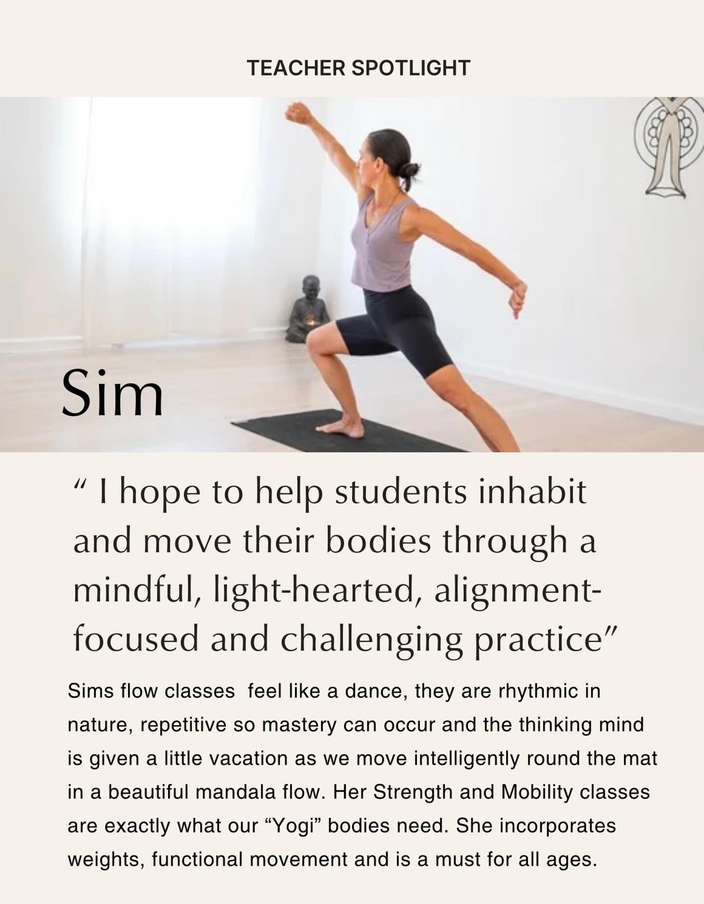 Sim’s first memories of yoga are being “babysat” by swamis at the local Ashram and going to the classes her mother taught on school holidays. Over 25 years Sim has found Tapas in the firm of consistently returning to the mat, her way to find balance off the mat inspired by “Do your practice and all is coming” from Sri K. Pattabhi Jois.
Check out her signature Strength and Mobility class, her beautiful Flow classes and her very special Seniors Yoga classes all at My Asana. DM for more info or check out our website for the full schedule https://myasana.com.au