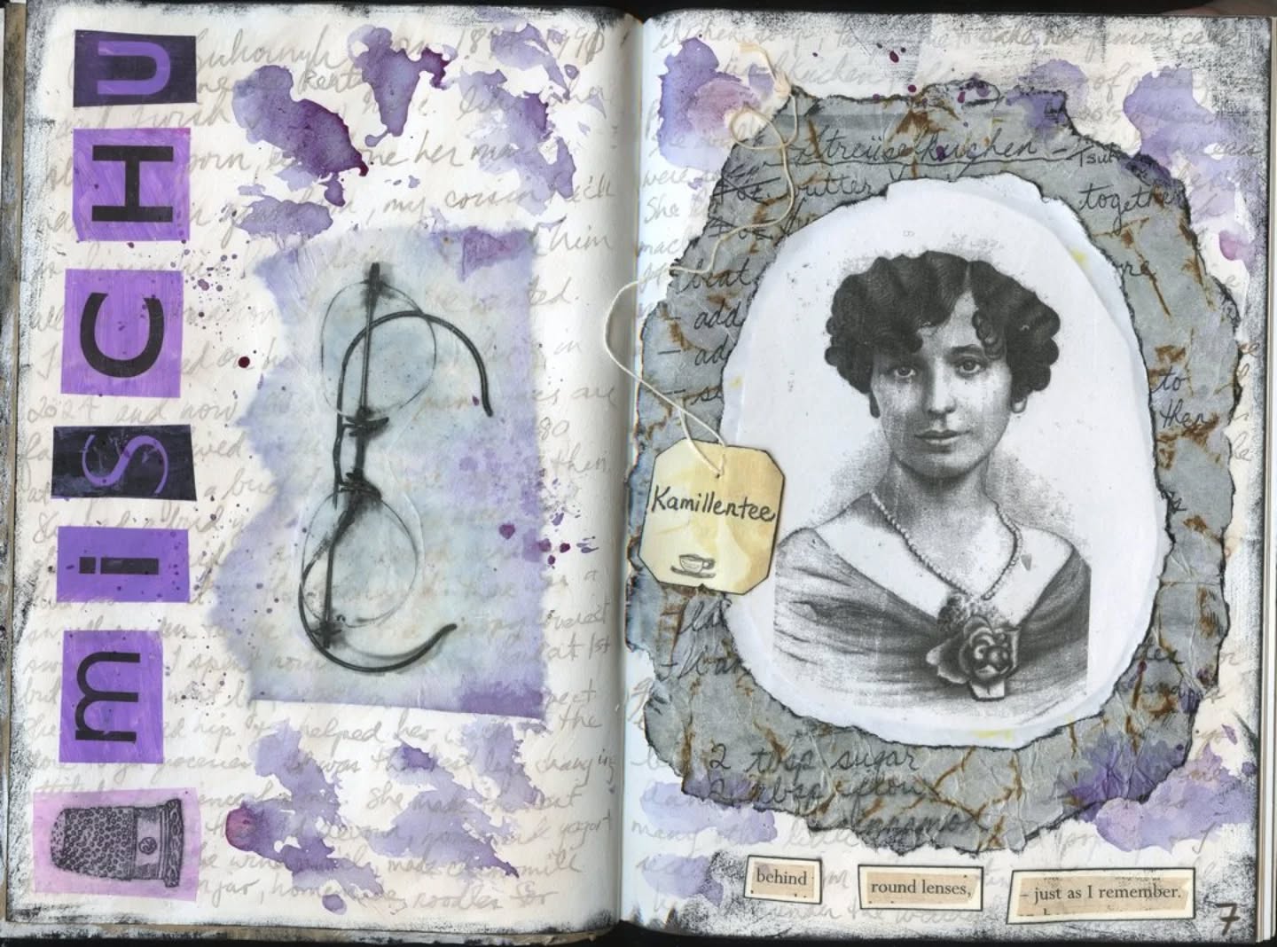"Behind round lenses, just as I remember"
This journal page is a tribute to my Granny 1894-1991 for @birgit_koopsen Wanderlust lesson.
#wanderlust26class #eaclasses #everythingartuk
#arthabit #artjournal #artjournaling