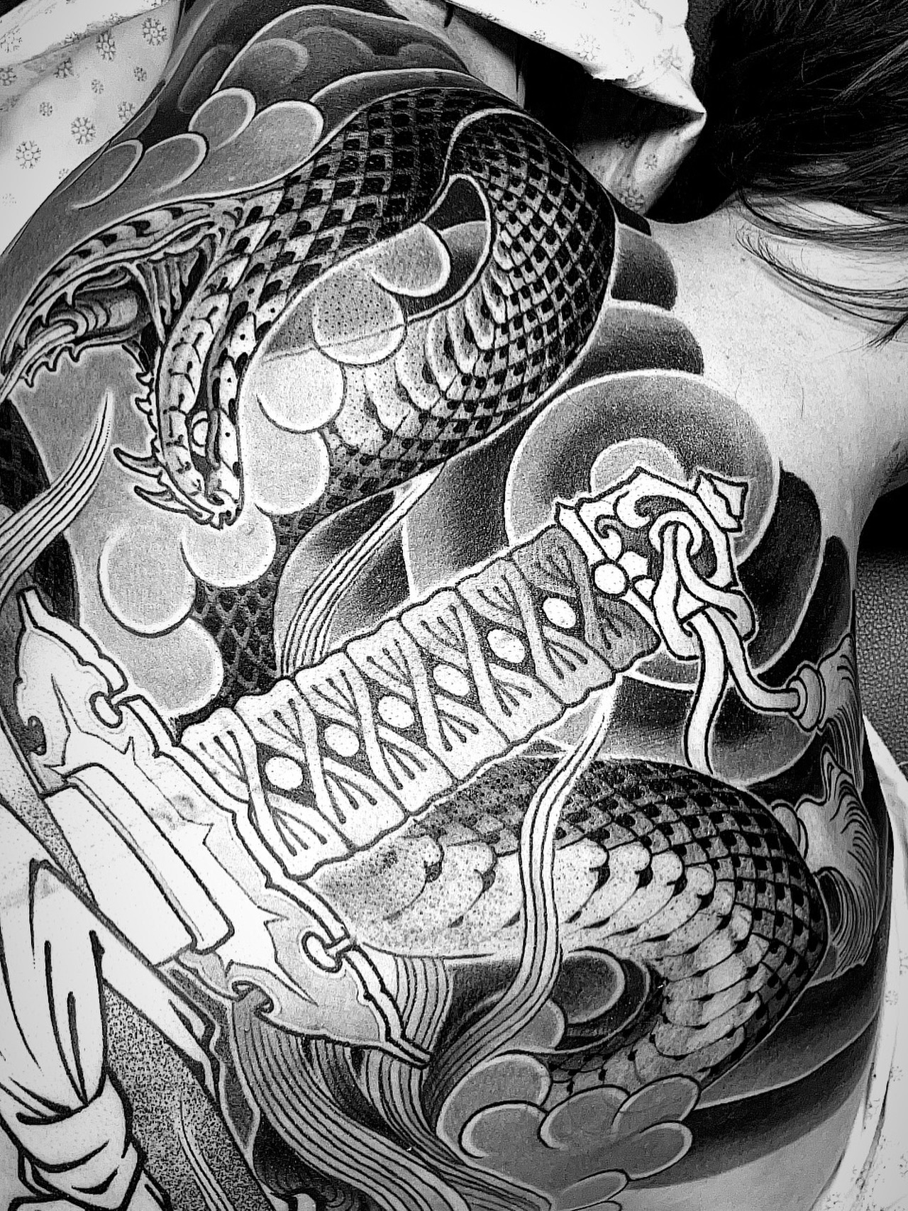 In progress full back piece on Zac. @oldsouls