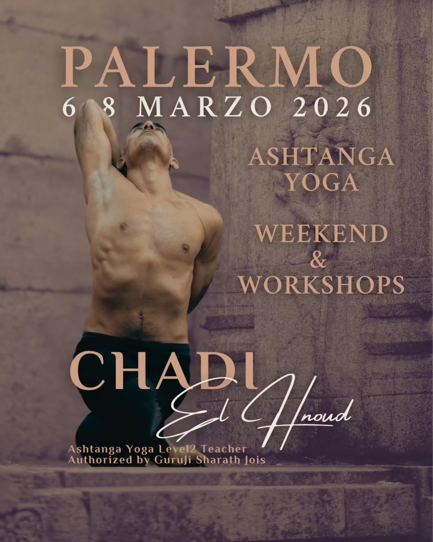 ✨ Ashtanga Yoga Weekend & Workshop con @chadiyoga ✨
🗓️ 6–8 marzo
📍 Ashtanga Shala Sicilia - Via della libertà 56 - Palermo
Tre giorni di pratica e approfondimento dedicati all’Ashtanga Yoga tradizionale, per esplorare il metodo con consapevolezza, continuità e rispetto dei tempi del corpo.
👉🏻 Programma
🔸 Venerdì
• 18:00 Classe guidata di Ashtanga Yoga (Prima Serie)
🔸 Sabato
• 07:00 Mysore Style Practice
• 10:30 Workshop: Le transizioni nella Prima Serie, un lavoro pratico sulla continuità del vinyasa, il respiro e la qualità del movimento
🔸 Domenica
• 07:00 Mysore Style Practice
• 10:30 Workshop: Introduzione alla Serie Intermedia – Nadi Shodhana
Pratica ed esplorazione teorica delle posture iniziali della serie, fino a Kapotasana o Eka Pada, con approfondimenti sui benefici fisici ed energetici della Seconda Serie
👉🏻 Un weekend aperto a praticanti regolari che desiderano approfondire la propria pratica e ricevere assistenza personalizzata.
📩 Info e prenotazioni: link in bio
☎️ +39 335 871 6785
#AshtangaYoga #YogaWorkshop #MysoreStyle #AshtangaPractice #YogaItalia YogaWeekend ChadiElHnoud NadiShodhana AshtangaCommunity