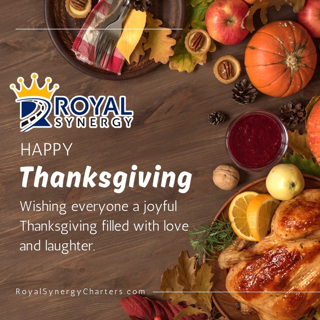 Wishing everyone a Happy Thanksgiving from Royals Synergy Charters! Whether you’re traveling with family or friends, we’re here to make your journey smooth and comfortable.
•
Reach out today to book your next ride and let us take care of the rest!
•
#Thanksgiving #RoyalsSynergyCharters #HolidayTravel #TravelInStyle #ComfortOnTheGo