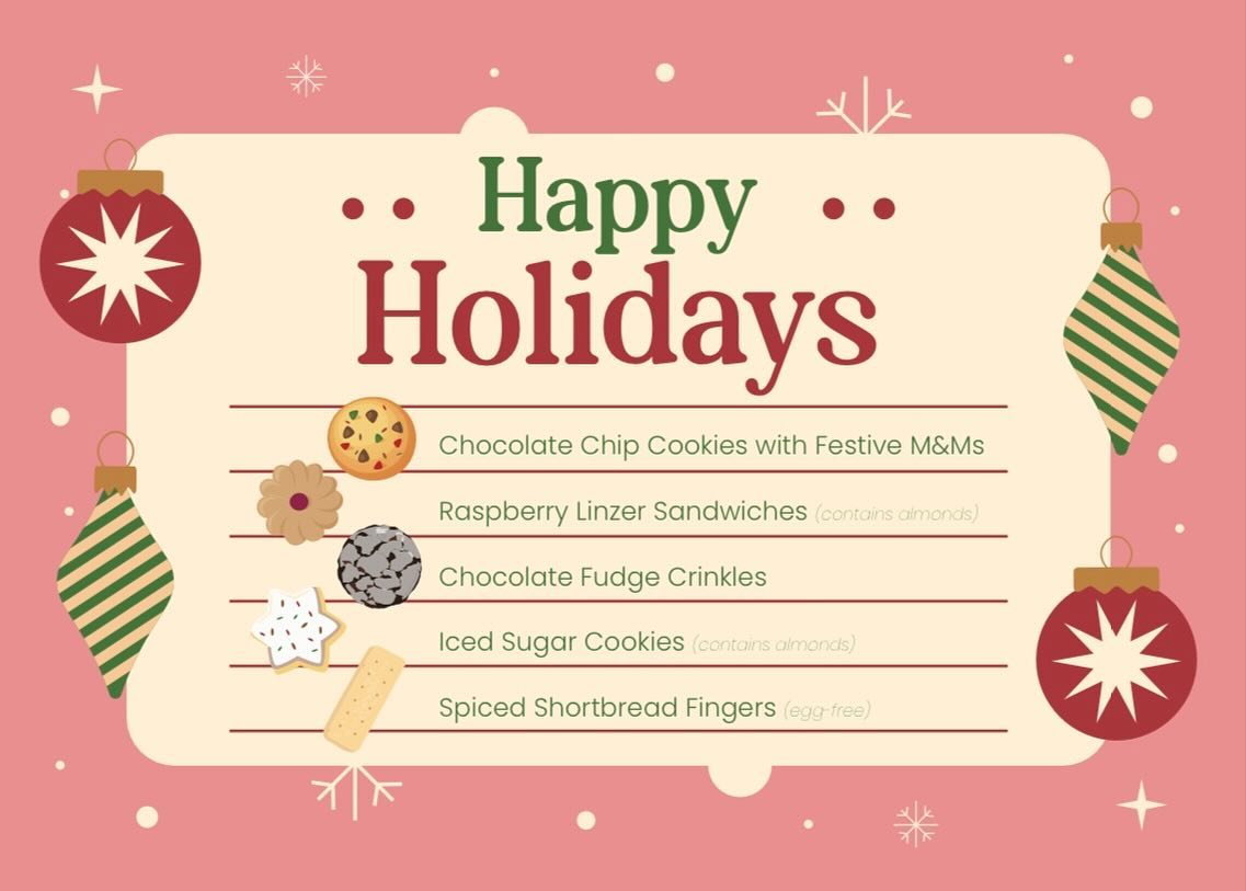 Just a quick little card that will be included in my cookie boxes this year! Added illustrations for each cookie to make understanding easier. Really love the color palette on this one.
.
#graphicdesign #illustration #printdesign #christmascard #holidaycard #cookies