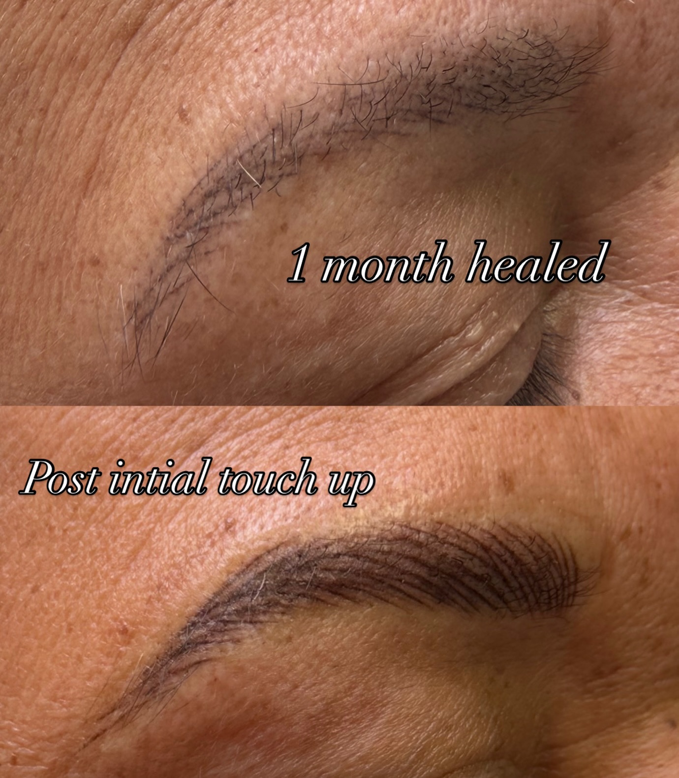 Good worked looks like this after your initial appointment. When your artist over saturated your brows they risk blurred brows that look dark and solid vs light and airy.
I work with intention and purpose. I can always add more height and dimension at your touch up. I do this so there’s never any regrets.
Trust the process.
Bay Area brow artist, affordable permanent cosmetics, nano brows, nano brows San Mateo