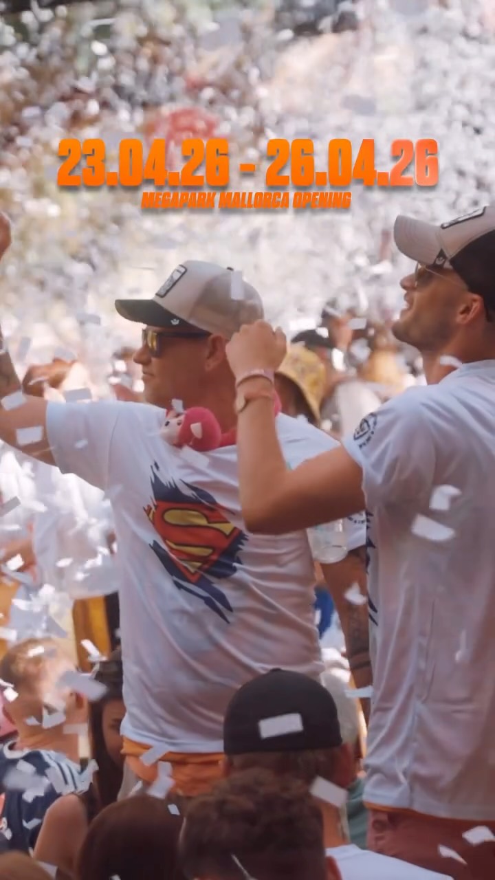 Buche deinen Flug und komm zum großen Megapark Mallorca Opening vom 23.04.26 bis 26.04.26!
Dich erwarten Sommer, Sonne, Strand und die absolute Party. Also, worauf wartest du noch? In nur 2 Stunden bist du auf der schönsten Insel der Welt.
Verpass nicht den Urlaub deines Lebens!
#megapark #ifeelmega #unitedpartypeople #opening