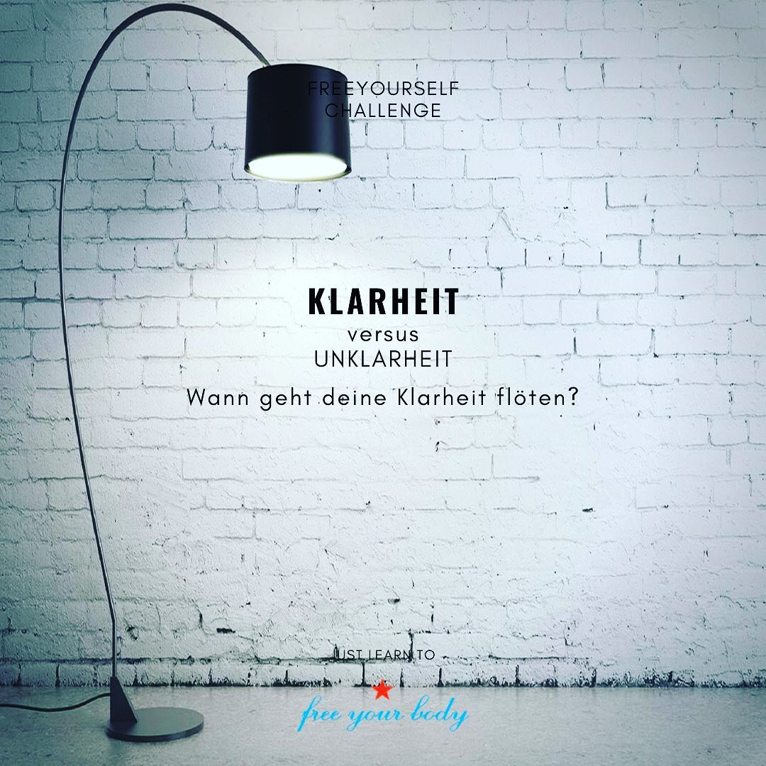 Klarheit-Callenge
In welchen Situationen geht deine Klarheit flöten?
www. https://www.freeyourbody.at/post/klarheit-challenge
#freeyourbody#aufmerksamkeit #klarheit #klarsein #prokrastination #verwirrung
