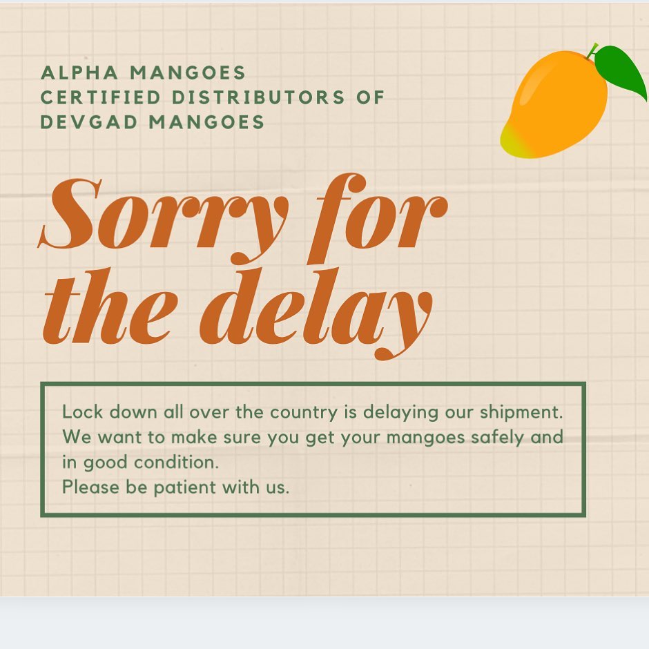 Some orders have been delayed due to shortage of delivery vehicles to the cities. Please be patient, we will reach you soon ❤️