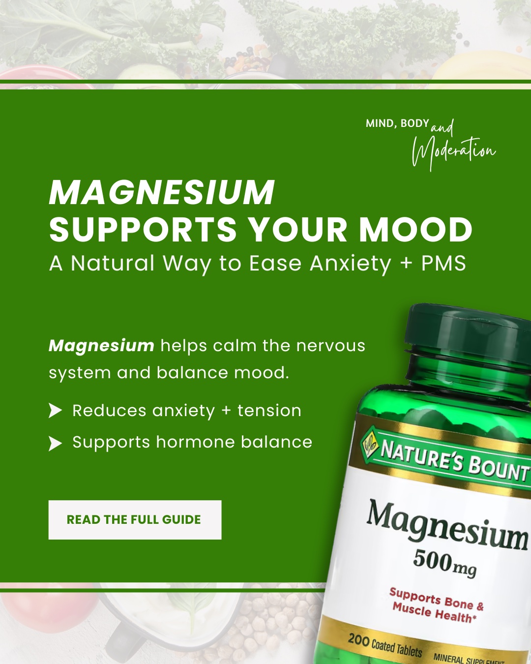 Just a reminder… sometimes the support your mind needs starts with a simple mineral. 💛✨
Magnesium plays a major role in calming the nervous system — and research shows it can reduce anxiety, ease PMS symptoms, and help regulate mood.
Low magnesium causes irritability, tension, mood swings, and stress sensitivity.
Balanced magnesium = calmer mind, softer PMS symptoms, steadier emotions.
If anxiety feels louder or PMS feels heavier lately… magnesium might be the missing piece.
👉 Comment “MAGNESIUM” and we’ll send the full guide straight to your inbox!
#MindBodyModeration #MagnesiumForMood #Women'sWellness #HormoneHealth #PMSRelief #AnxietySupport #NaturalWellness