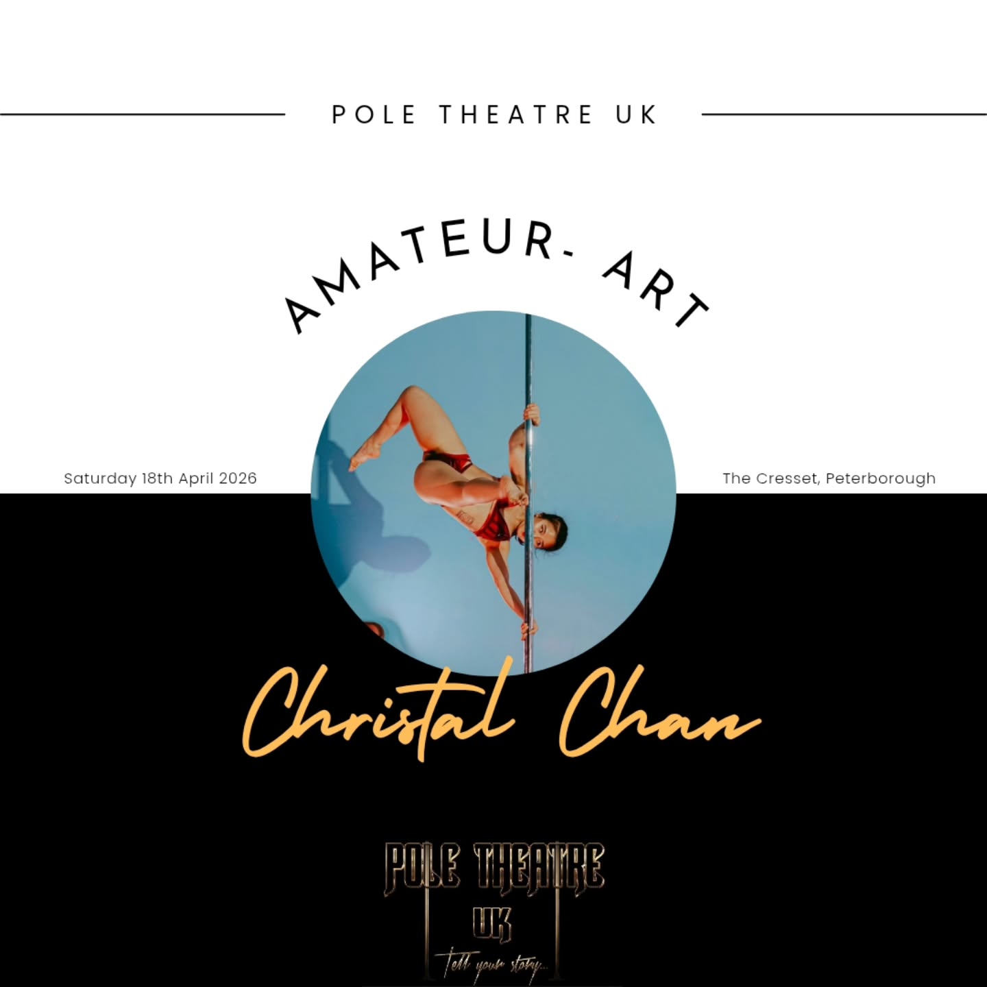 Whose excited to meet our glorious contestants! ✨️
Amateur - Pole Art
Christal Chan
@pole.withchristal
Have you gor your tickets yet? 🎟
www.poletheatreuk.com
#poletheatreuk #poletheatre #pole