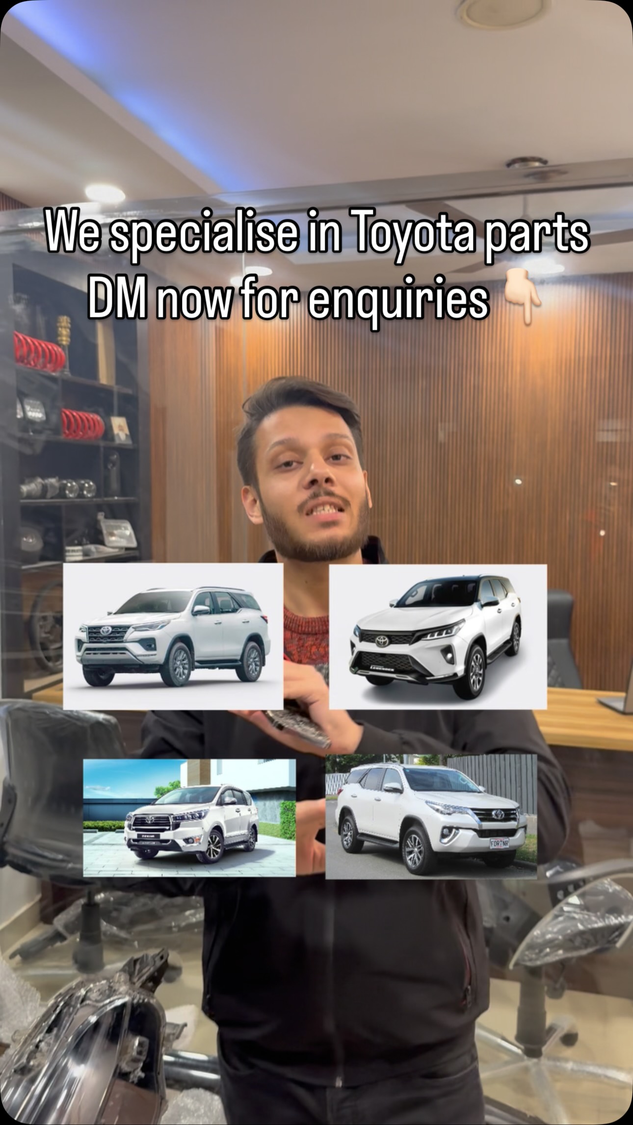 Toyota owners — stop searching everywhere. 🚗
We specialise in Toyota spare parts.
✅ Fortuner
✅ Innova Crysta
✅ Body parts
✅ Mechanical parts
✅ Genuine OEM & tested parts
Pan-India shipping available 🇮🇳
If it’s Toyota — we have it.
📩 DM / WhatsApp to order
⸻
Keywords:
Toyota spare parts, Fortuner parts, Innova Crysta parts, Toyota OEM parts, Toyota body parts, Toyota mechanical parts, genuine Toyota spares, used Toyota parts India, Toyota car parts, pan India car parts
⸻
Hashtags:
#ToyotaParts #FortunerParts #InnovaCrysta #ToyotaFortuner #ToyotaIndia ToyotaLovers OEMParts GenuineParts CarSpareParts AutoParts CarPartsIndia IndianBusiness StartupIndia OnlineBusiness CarReels AutoReels ReelsIndia SecondHandPartswala TeamSPW