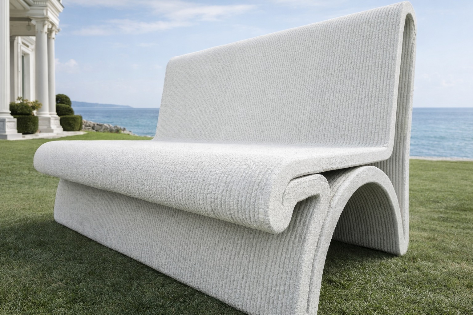 A single-piece bench with a folded, continuous geometry.
The form transitions smoothly from the base
into the seat and backrest,
creating a unified profile with rounded edges
and a consistent layered surface.
Soft curvature and uniform texture define the object,
resulting in a clean and cohesive outdoor furniture element.
#3dconcreteprinting
#concretefurniture
#outdoorfurniture
#freeformgeometry
#layeredmanufacturing
#digitalfabrication