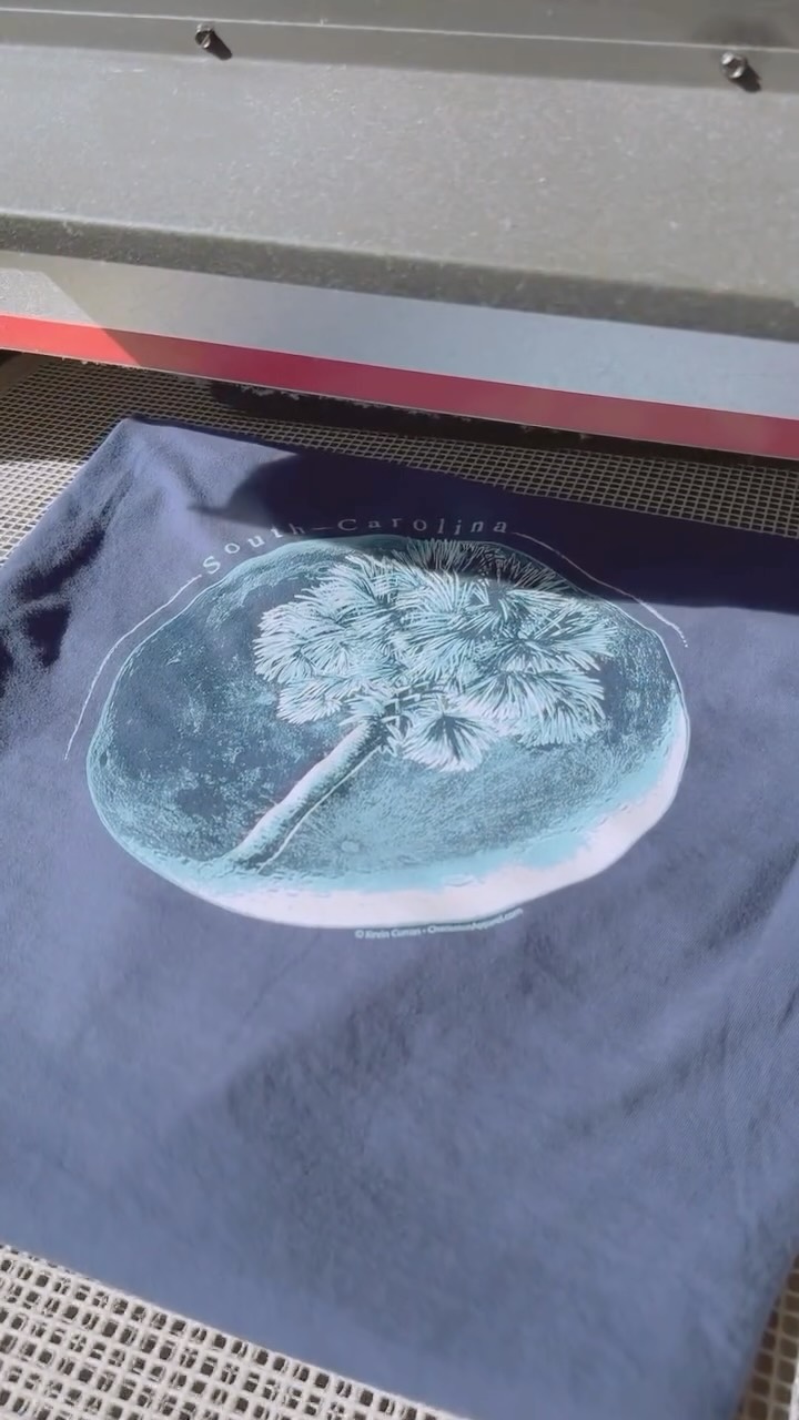 Check out a glimpse into the process behind one of our original designs and best sellers the “Palm in Moon”. Support your local screen printers and hit the like or comment if you would wear this shirt! #mountpleasantsc #charlestonsc #screenprinter