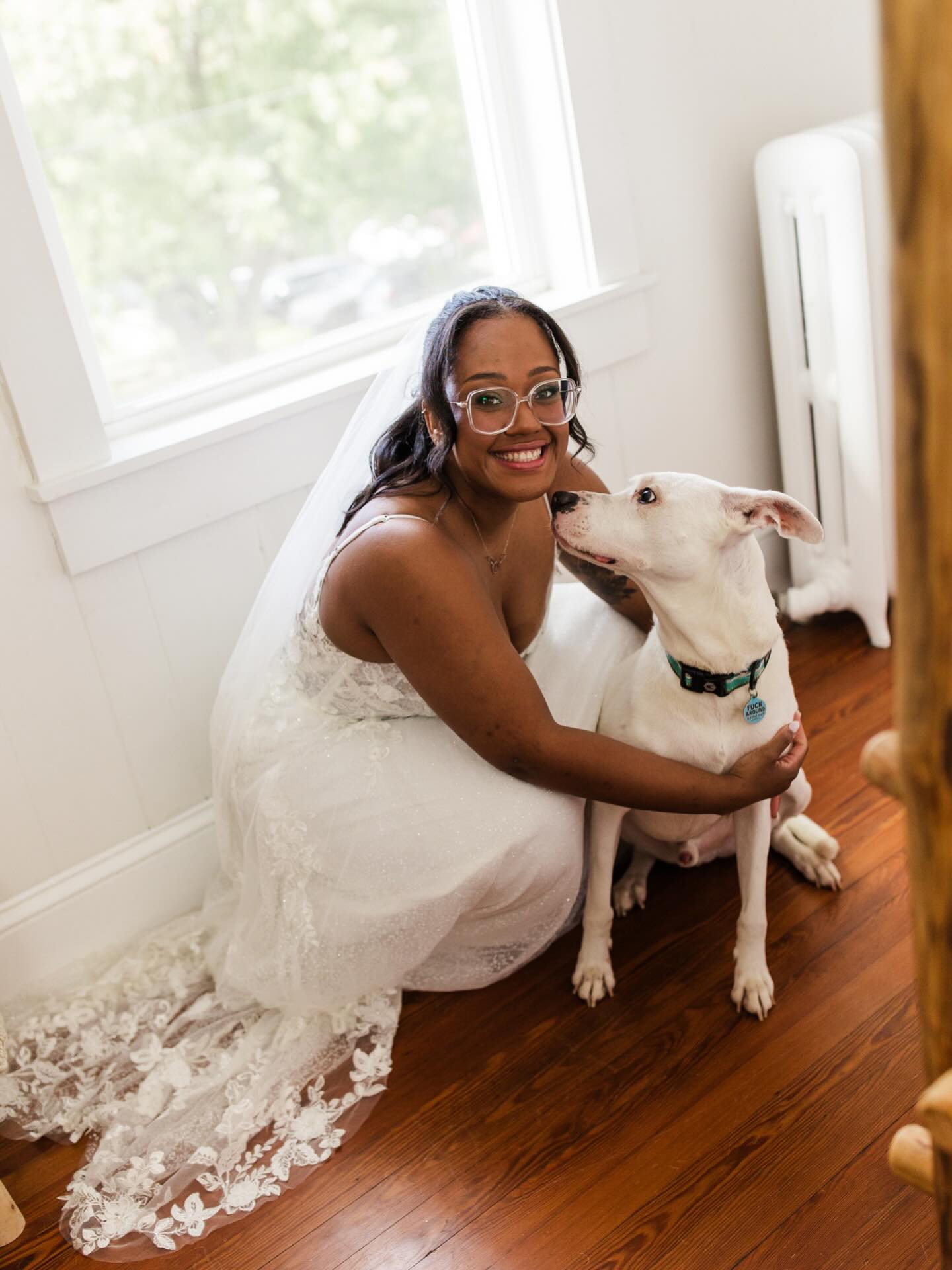 One less wedding-day worry: his fur matched the dress 🤍🐾
