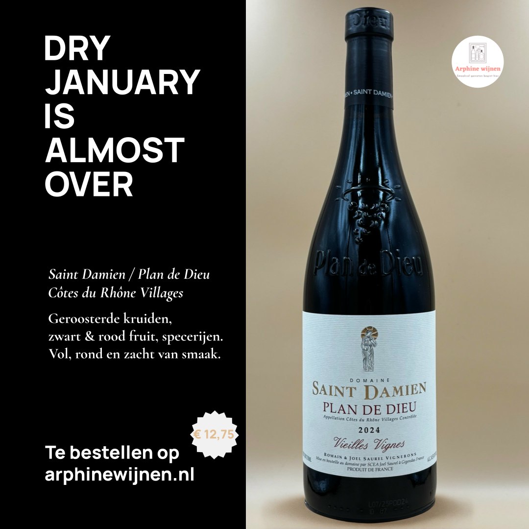 Kom op, nog even volhouden ! Dry January is bijna voorbij.
Natuurlijk kan je wel kijken naar wat je op een winterse zondagmiddag op 1 februari zou kunnen drinken bij het haardvuur of bij een lekkere stoof.
Deze Plan de Dieu van Saint Damien sluit daar perfect bij aan! Rood en donker fruit, kruiden. Vol, rond en zacht van smaak en dat voor een klein prijsje.
Zeker de moeite waard en een goed begin van februari 2026! Te bestellen op arphinewijnen.nl
#cotesdurhonevillages #dryjanauary #wijnliefde #plandedieu #domainesaintdamien