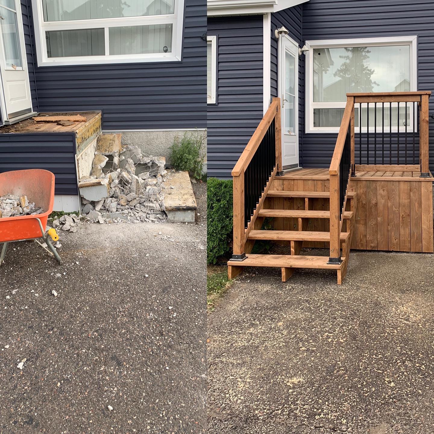 Away with the old, in the with new#porchconstruction#facelift#newisbetter#curbappeal