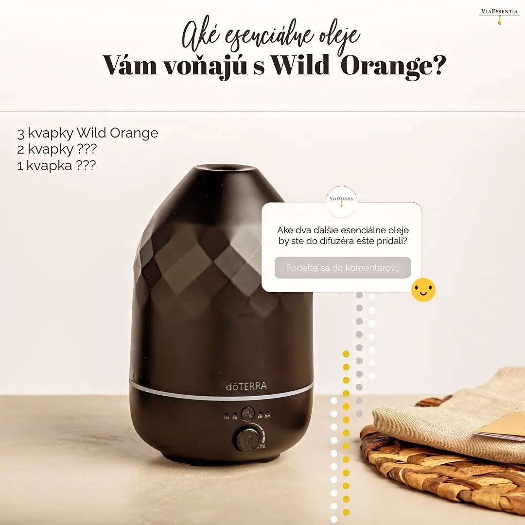Fantázii v difúzovaní sa medze nekladú ☺️🌿🍂
U mňa sú to v poslednom období 2 kvapky Cedarwood a 1 kvapka Clove.
- Cedarwood u mňa podporuje pocity bezpečného, stabilného, teplého domova.
- Wild Orange jeho živosť, energiu, povznášajúcu náladu.
- Clove - pri ňom mám pocit, že odrádza patogény.... aby si do môjho zútulneného prostredia vôbec dovolili vstúpiť 😀 a priestor k tomu vštekému ešte pocitovo zohreje.
-----------------------------------------------------------------------------
UŽITOČNÉ INFORMÁCIE ZO SVETA ESENCIÁLNYCH OLEJOV:
Čistota esenciálnych olejov je najväčším odrazom ich kvality - bezpečnosti pri ich používaní: https://www.viaessentia.info/post/cptg-najvyššia-kvalita-esenciálnych-olejov-vo-svete
Ste zvedaví na svet esenciálnych olejov, ale neviete ako začať? https://www.viaessentia.info/vasacesta
#esencialneoleje #difuzovanie #teplodomova #jeseň #viaessentia