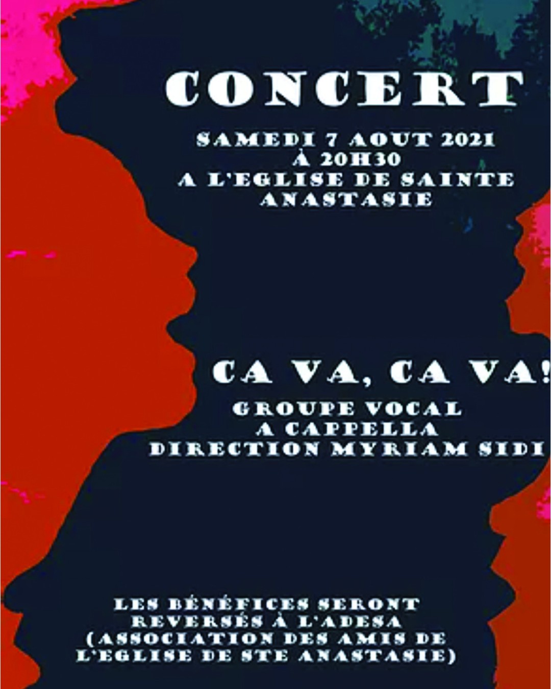 🎤🎼💒 SAMEDI 7 AOÛT 2021 - 20:30
Concert d'Accro d'Jazz au profit de l'association Les amis de l’église Sainte Anastasie - Cantal pour la restauration de l'église Sainte Anastasie.
Les choristes d'Accro d'Jazz, amateurs éclairés et enjoués, de musique et plus particulièrement de jazz et de swing, aiment interpréter a capella, les plus grands standards comme de magnifiques petites pépites moins connues.
Participation libre au profit des amis de l'église Sainte Anastasie.
Venez nombreux, on vous attend ! 😉
#eglise #jazz #acapella #musique #adesa #cause #evenement #restauration #journeeautourdeleglisesainteanastasie #patrimoine #cantalauvergne #sainteanastasie #cantal
