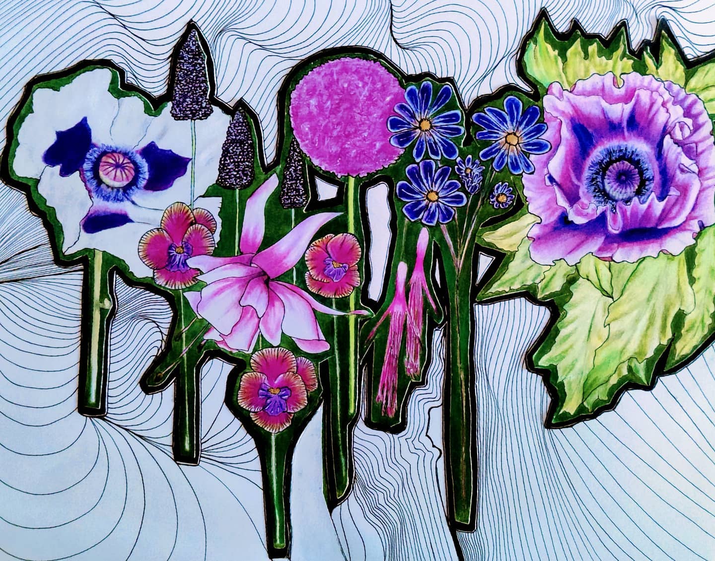 Fine Art & Abstract......Black Ink & Polychromos Coloured Pencil.........LE pints available for purchase............Hope you like this style of Art