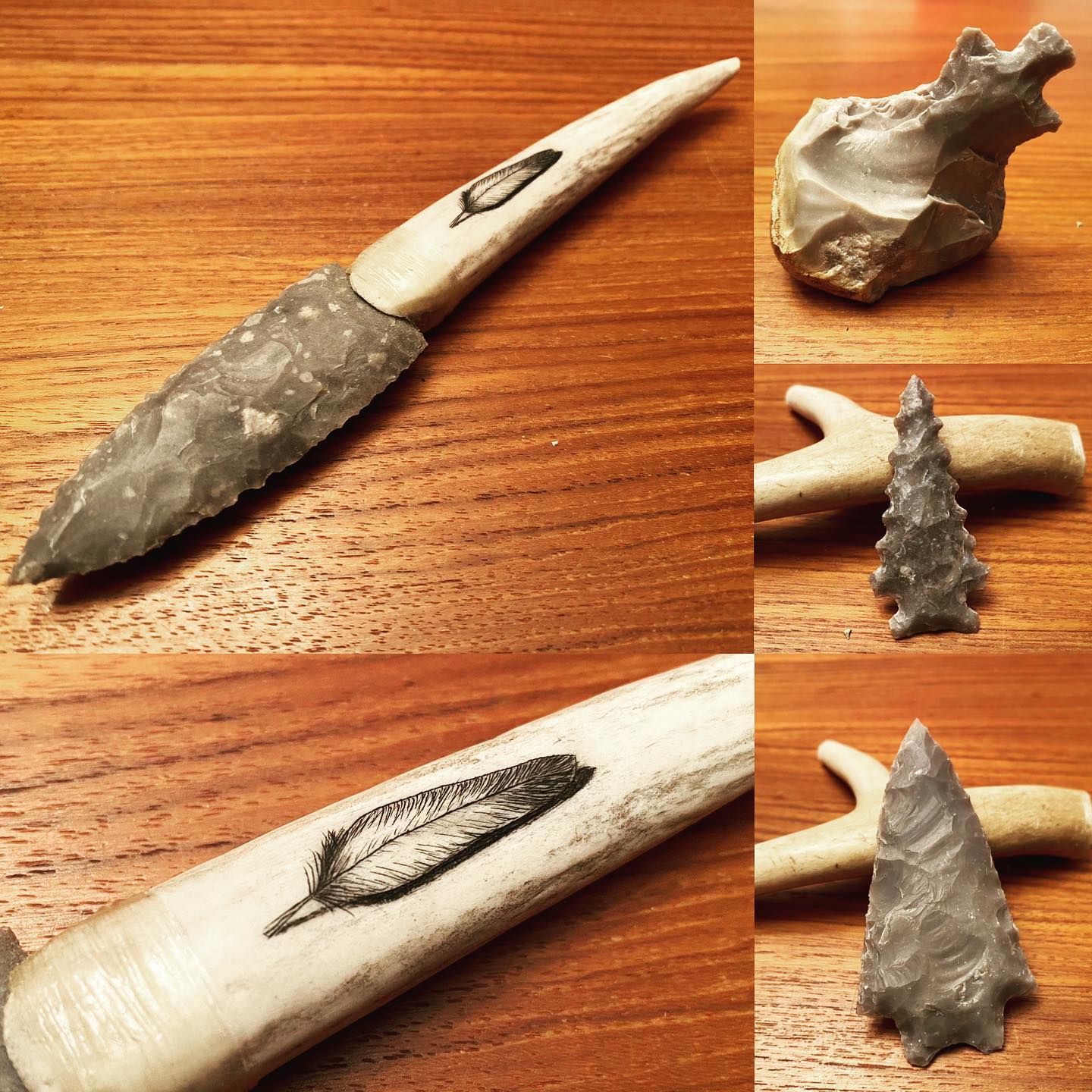 My father passed away a few months ago, and I was at his house picking up a few things the other day. I came across a collection of stone arrowheads and knives I had made him (just a few shown in the pic). It represented my entire exploration into the art of flint knapping: the good, the bad, the ugly. He wanted them all, and displayed them proudly. This was not an easy skill for me to learn, and so that meant I worked at it hard and often, and my blades got better and better the more I worked at it. Recently, I was at my buddy’s ranch and grabbed a few rocks to try my hand at it again after many years out of practice. I ended up with about 15 lbs. of gravel, a couple really bloody hands, and one tiny, ugly ass arrowhead. It was pitiful, like starting from scratch. Discovering the collection at my dad’s house was a great reminder that some skills are fickle. They make you earn them, and then you have to give them lots of attention or they’ll slip away in the night. Some skills are NOT like riding a bike. These are the skills that generally are the most precious and personal. I never have sold a knife or arrowhead, and likely never will. I’ve made hundreds with no purpose other than to satiate my own interest and perseverance to succeed. This skill has been relegated to gifts for friends and family, because to me it feels too special to peddle like disposable goods you buy off the shelf... and I’ve all but lost it. Because of this, it was also a great reminder of how important it is to make often. Make for yourself, make for others, and surround yourself with people who value the things you make. The things you make are a piece of your legacy. The reason you make them is a much larger piece.
What a great reminder.
.
.
#makeoften #makeforyourself #makeforothers #makersgonnamake #makersofinstagram #maker #makersmovement #craft #craftsmanship #craftsman #skills #skillbuilding #flintknapping #native #nativeart #flintknapper #lithics #paleo #paleoart #arrowhead #hapticworkshop