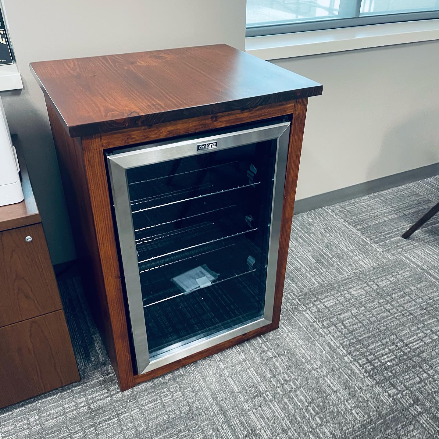 Solid yellow pine refrigerator cabinet. Love that people want to support their local businesses. #perfectfit #shopsmallbusiness #localbusiness