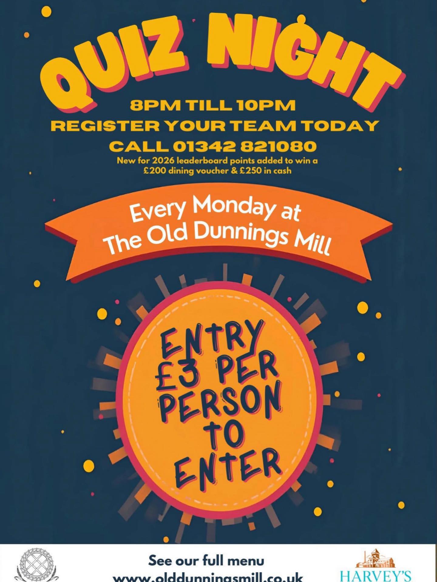 Are you at a loose end this evening? We still have 2 tables available for tonight’s quiz. Classic pen and paper quiz, starts at 8pm, £3 per person cash and food being served until 9pm. 🧐🧐
Give us a call on 01342 821080 to book your table.
#mondayquiz #quiznight #theolddunningsmill #eastgrinstead