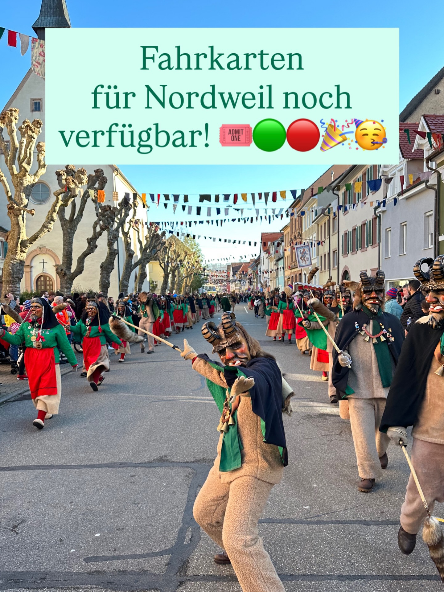 🎟️🎟️🎟️ !Ufbasse! 🎟️🎟️🎟️
Es sind nur noch wenige Fahrkarten für das Narrentreffen in Nordweil am kommenden Samstag mit Übernachtung, sowie für den Sonntag einzeln verfügbar.
Kommt beim Textilhaus Severin Burger in Schonach vorbei und sichert euch euer unvergessliches Erlebnis beim Narrentreffen 🥳🎉
Eure Narrenzunft Schonach