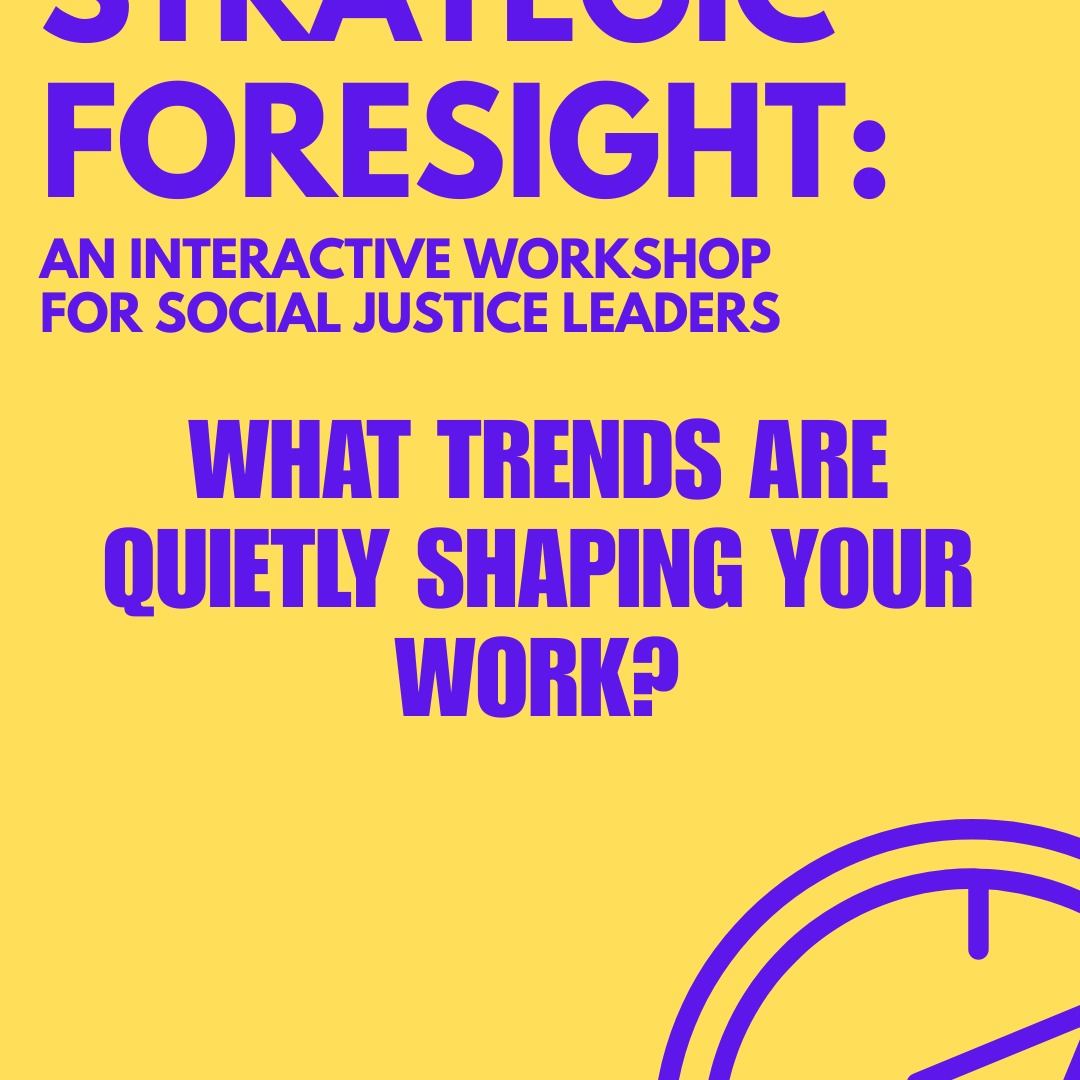 There are many trends quietly reshaping social and environmental justice work. Here are some of them:
1️⃣ Compounding crises (not single shocks)
2️⃣ Power shifts in who defines “expertise” and what localization means
3️⃣ Growing tension between urgency and inclusion, growing demand, and decline of funding
Strategic foresight helps teams explore how these trends interact. United Edge focuses on what ethical outcomes would require. The future is multiple, contested, and deeply political. We want a future that is justice-based.
Learn about how to center justice in your foresight practice. For details and the link to register, visit this page: https://www.unitededge.net/strategic-foresight