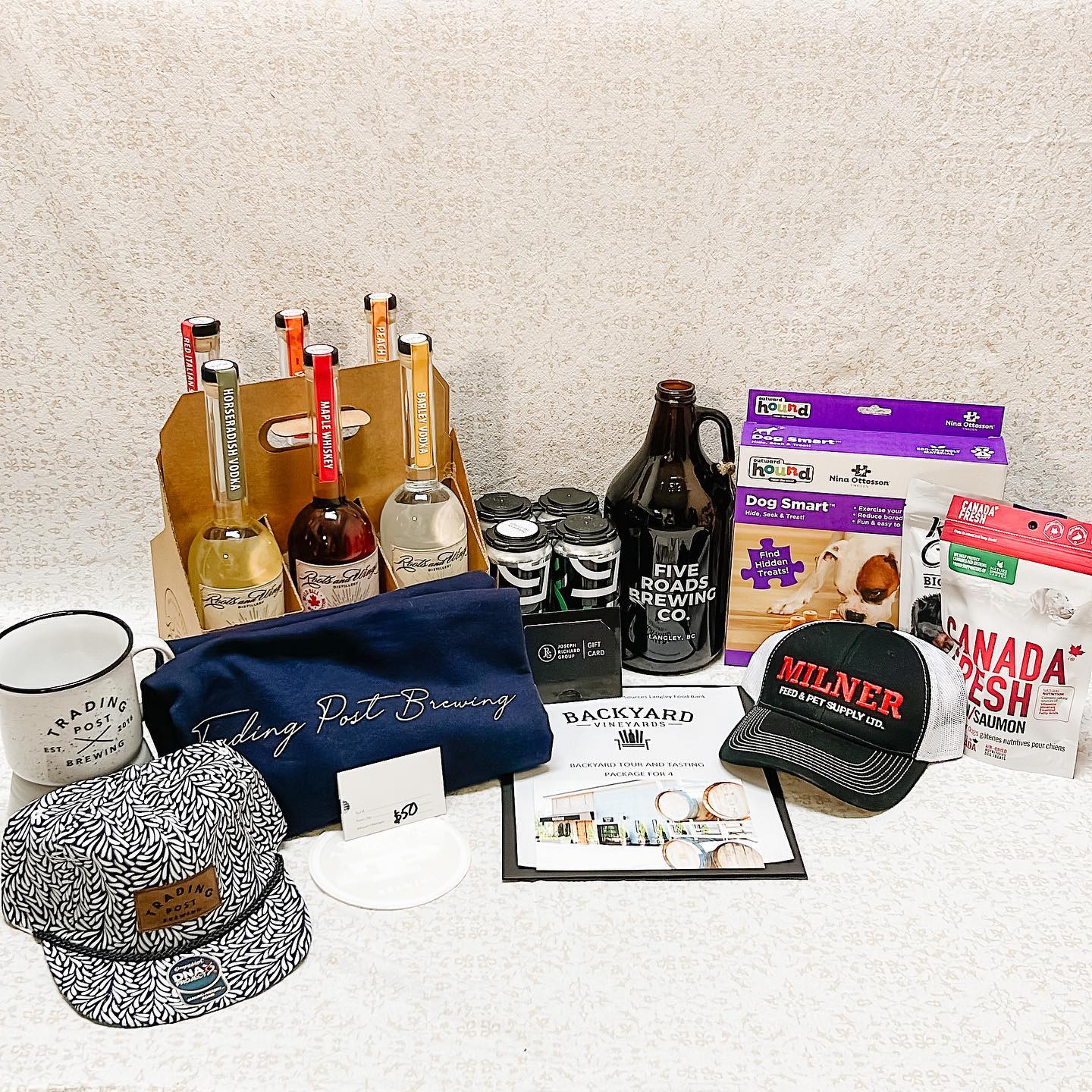 UPDATED! Christmas raffle prize
As you may have seen, we have been collecting donations of non perishable food items, cash and giftcards to donate to @sourcesbc Langley Food Bank
All donations to our Food Drive will be entered into a raffle to win this prize from some favourite local vendors.
We would like to thank the following businesses for contributing some very generous items to our prize pack!
Raffle prize includes:
A Kennedy Electric hoodie (your size of choice)
A $50 JRG giftcard supplied by @glasshousewine and @wearejrg
A Milner Feed and Pet supply hat, Dog Smart treat puzzle and two bags of dog treats from @milnerfeeds
A Five Roads Brewing Co. Growler, 4 pack of Permanent Resident IPA and voucher for a free growler fill and beer flight @fiveroadsbrewingco
A crew neck sweater, hat, mug and $50 giftcard for Trading Post Brewing @tradingpostbrewing
A complimentary tour and tasting for 4 people at Backyard Vineyards @backyardwines
A 6 bottle mixer pack from Roots and Wings distillery
750 ML Barley Vodka
750 ML Maple Whiskey
750 ML Horseradish Vodka
750 ML Red Italian Style Bitter
750 ML Vital Vodka
750 ML Peach Tea Vodka @rawstillhouse
All donations will be entered into the draw!
Donations of $50 will receive 5 raffle entries and you can earn 10 raffle entries for every $100 donated!
Good luck! And thank you for all of your support in making this Food Drive a success each year
#kegivesback #fooddrive #sourcesbc #raffle