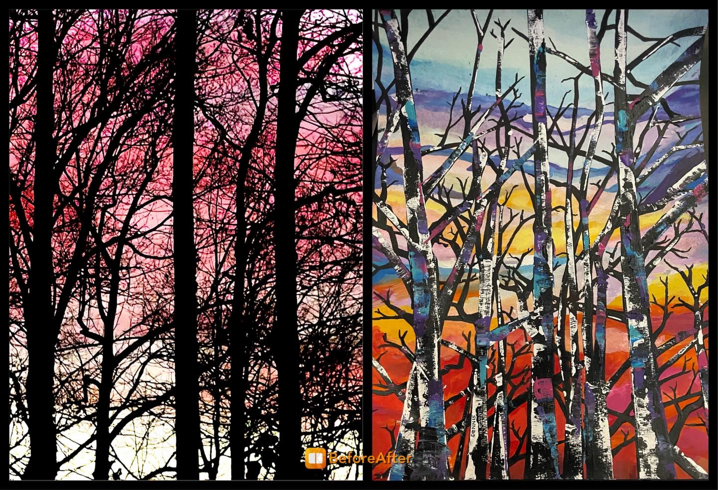 A few weeks ago I took a picture of the sunset from our back deck. It inspired me to paint it. I’m so thankful the freedom I have. Life is so beautiful. #love #happiness #joy