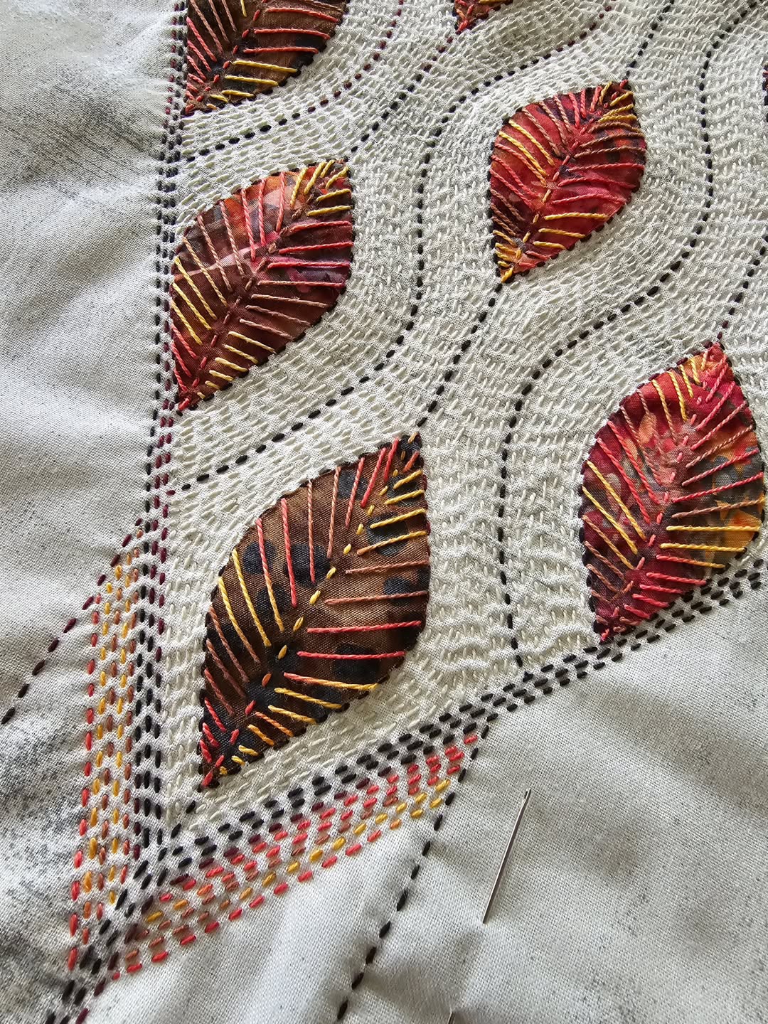 Intuitively working and slowly progressing with this slow stitched piece. Love the textural quality of the simple running stitch combined with design elements of line and shape.
#textileartist #slowstitching #slowstitch #contemporarystitch #contemporarytextileart