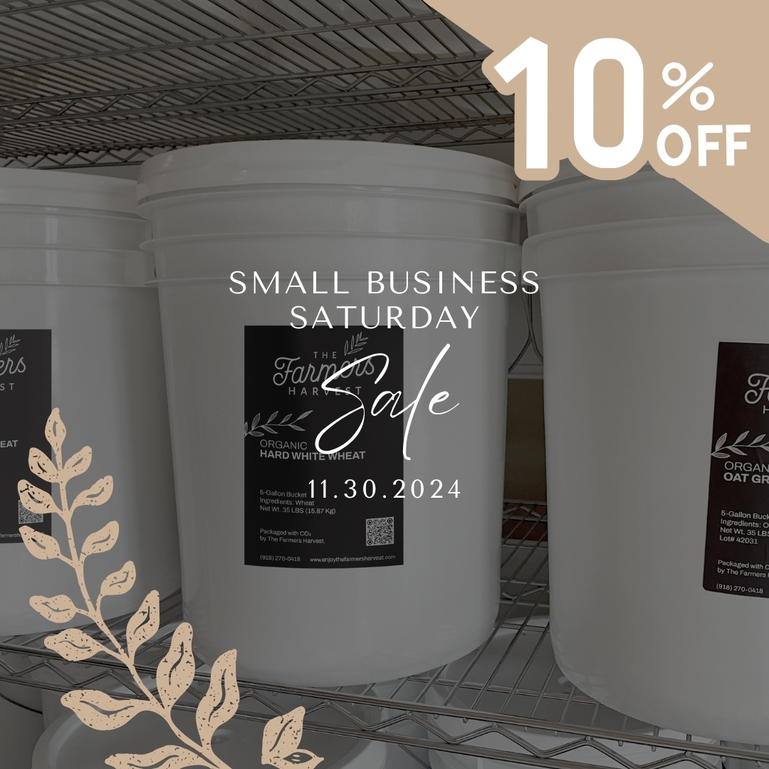 As a way of saying thank you for supporting a small business we're having a flash sale on grain. For the next 24 hours all grain will be 10% off!!! Our grain sale ends at 10am tomorrow morning, Sunday Dec 1st. Make sure you sign up for our newsletter while on the website and you'll also be entered into the giveaway happening December 6th!
#smallbusinesssaturday #flashsale