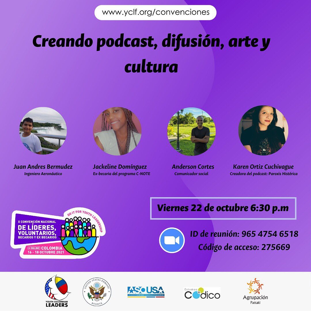 Desde el Comité de Servicio junto a voluntarios de toda Colombia, en el marco de la X Convención Nacional de Líderes, Becarios y Exbecarios de la embajada de los Estados Unidos, queremos invitarlos a nuestras actividades de servicio.
¡Les esperamos!
#DoItForYouthLeadership#ASOUSA #YCLF