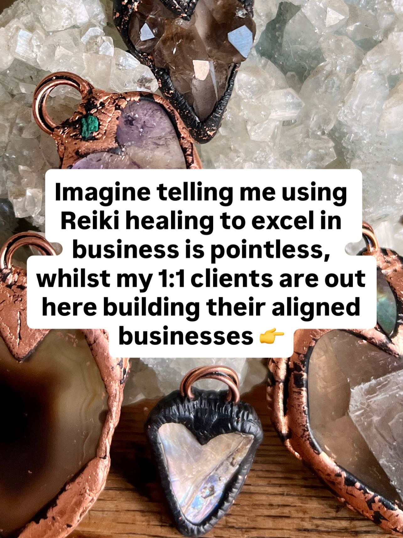 Imagine people thinking energy alignment isn’t ESSENTIAL to soul-led business success!
In my 2 week intensive, Signature Niche Mastery, I combine Reiki healing with communications strategy,
Aligning your energy alongside deep diving into your niche and messaging.
Fair to say we go pretty deep 😛
I also offer long term guidance in a similar capacity, with regular Reiki treatments as part of your business success strategy 🙌
Comment ‘Reiki’ if you’re interested x
