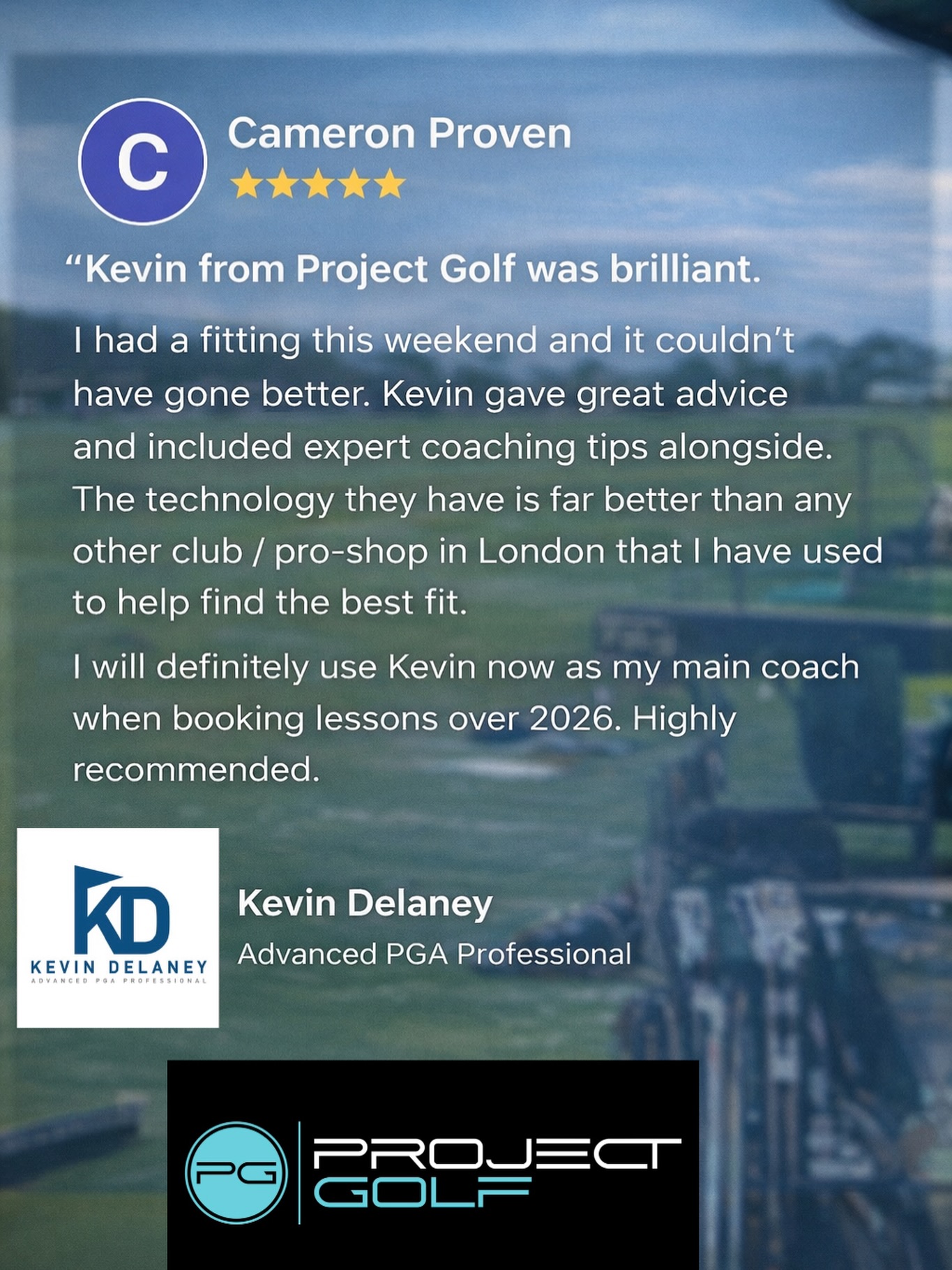 Always great to receive feedback like this. A proper fitting is about far more than just the numbers. It’s understanding the golfer, their goals and building a setup that genuinely helps them play better and enjoy the game more.
Positive feedback from clients means a lot, especially when they recognise the detail, technology and coaching that goes into every session. Seeing someone leave confident in their equipment and excited about their golf is exactly what Project Golf is about.
If you’re thinking about getting your own fitting or starting lessons in 2026, now is the perfect time to plan ahead. Drop me a message or book in and let’s make sure you’re set up properly for your best golf yet.