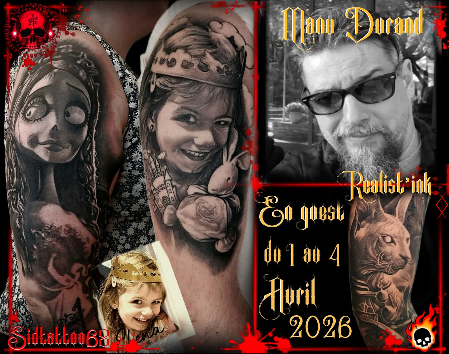 đ„ GUEST ARTIST â Manu Durand / Realist Ink Tattoo chez SIDTATTOO68 đ„
Nous avons le plaisir dâaccueillir en guest au salon SidTattoo68 Manu Durand, artiste spĂ©cialisĂ© dans le tatouage rĂ©aliste et les portraits de haute prĂ©cision.
Reconnu pour son sens du dĂ©tail, la finesse de ses dĂ©gradĂ©s et la justesse de ses expressions, Manu Durand excelle dans la rĂ©alisation de portraits rĂ©alistes, quâils soient humains ou animaliers, ainsi que dans les projets black & grey et rĂ©alistes contemporains. đ€đš
Chaque tatouage est travaillĂ© avec une grande exigence technique, une maĂźtrise parfaite des contrastes et des textures, et une approche sur mesure afin de retranscrire fidĂšlement lâĂ©motion, le regard et la profondeur du sujet. Ici, le rĂ©alisme prend vie sur la peau. đâš
đ Une opportunitĂ© idĂ©ale pour concrĂ©tiser un projet rĂ©aliste fort et durable, le temps de la venue de Manu Durand â Realist Ink Tattoo chez SidTattoo68.
đ CrĂ©neaux limitĂ©s â rĂ©servation recommandĂ©e.
đ Contacte-nous dĂšs maintenant pour rĂ©server ton projet.
@manudurandrealistink @realistink_tattoo_carling @manudurandrealistink @sidtattoo68