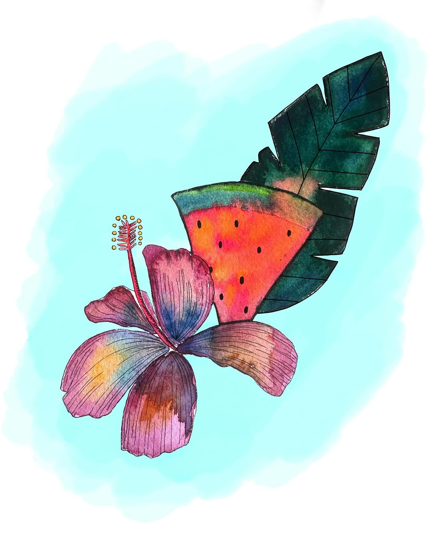 This was something I did for a Skillshare class by and it was so entertaining to watch the watercolor bloom on the page! I think it’s one of my favorite things about watercolor! 🍉🎨❤️🌞 #skillshare #watercolors #artistsoninstagram #surfacepattern #summerwatercolor #watermelon #watermelonwatercolor