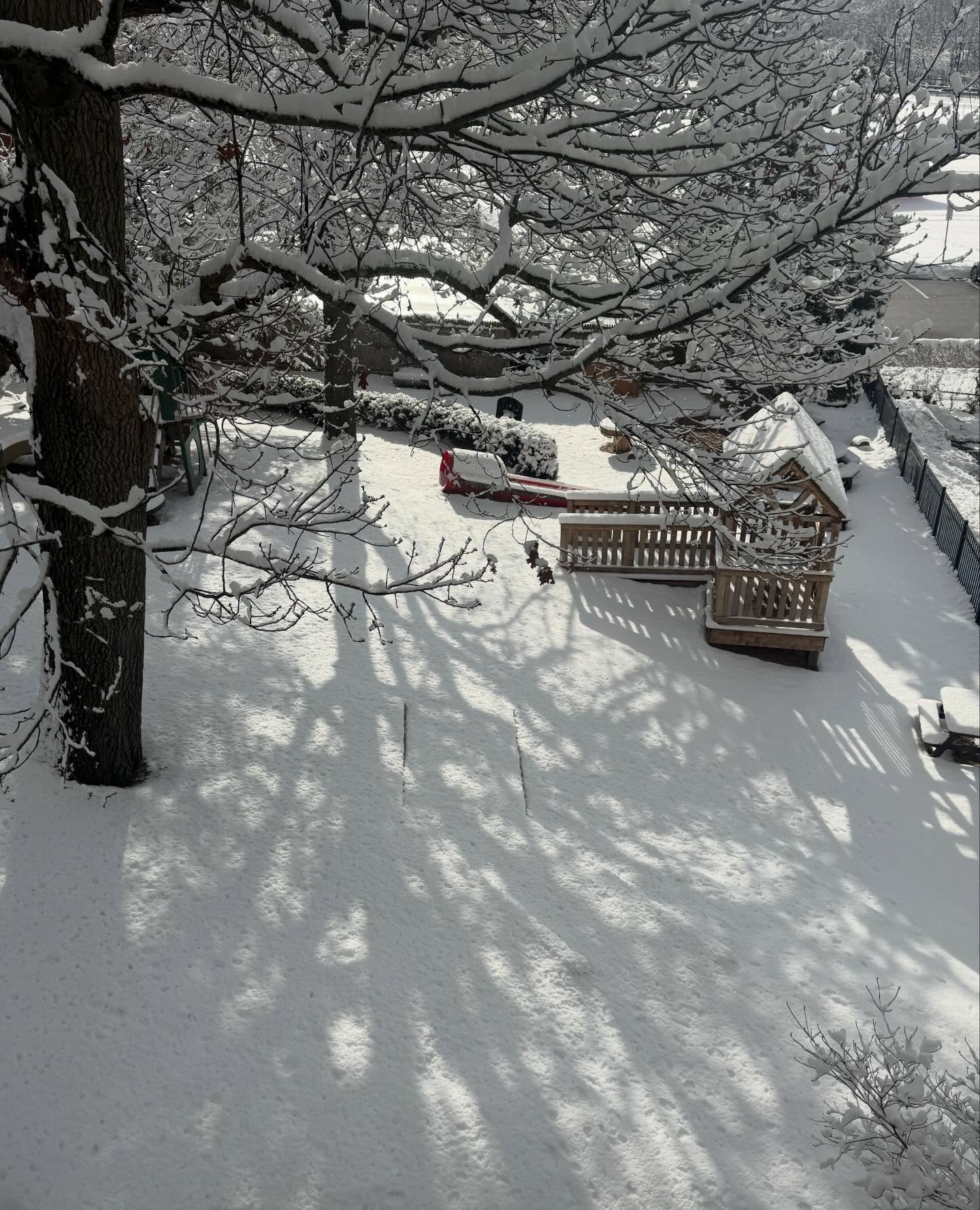 Bird’s eye view of our very snowy playground just waiting for all the fun tomorrow will bring when the children arrive ⛄️
