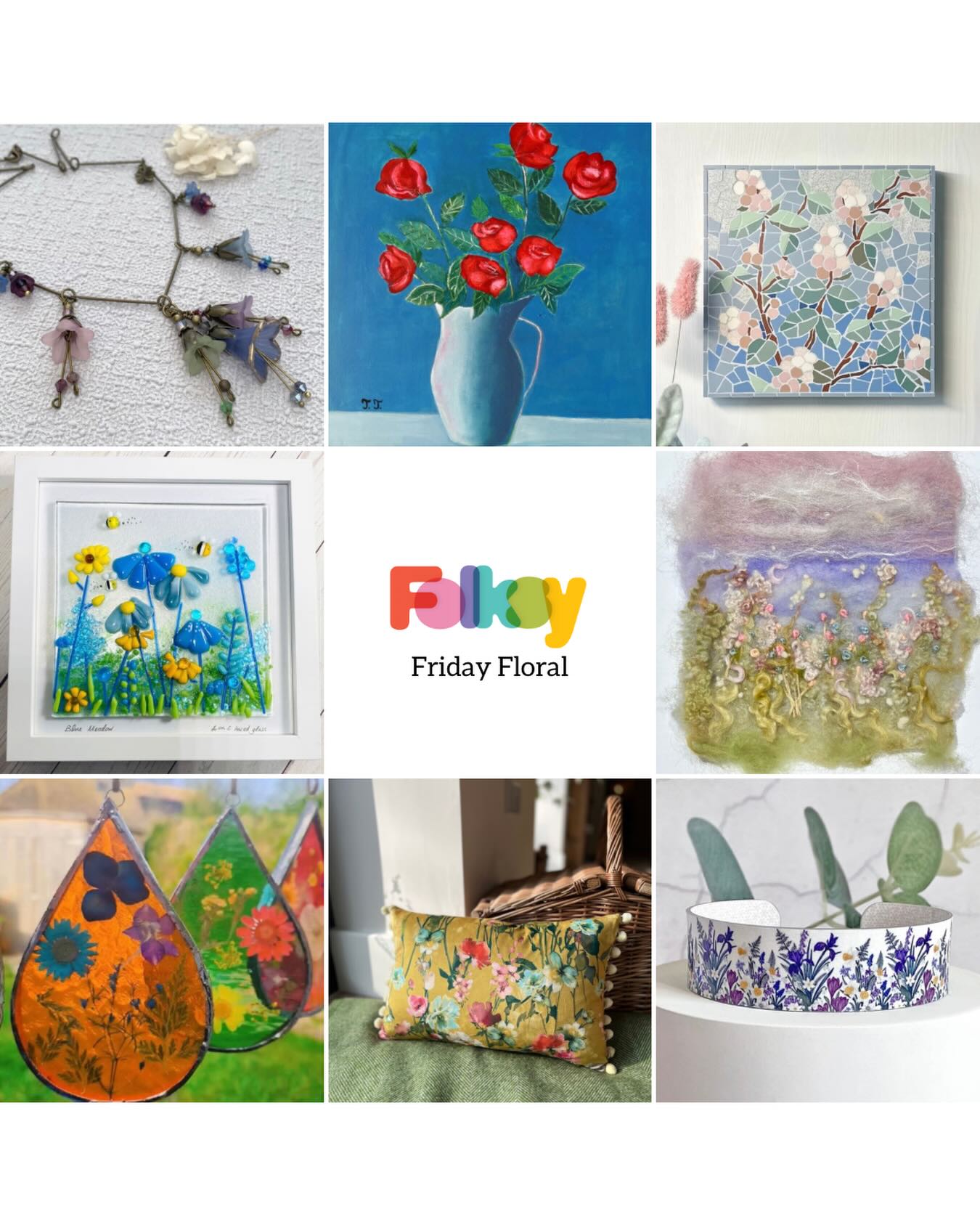 Some floral inspiration for @folksyhq Friday! These are just a sample of gorgeous floral pieces all available to buy from these amazing shops!
A link to my Arcana Felt Studio shop is in my bio.
@loucfusedglass @broken_colour_mosaics @decumidesigns @little.black.heart @teodora_paintings @rainysparrowtales @craftsbyfenella
#folksyfriday #folksyseller #needlefelt #handmadegift