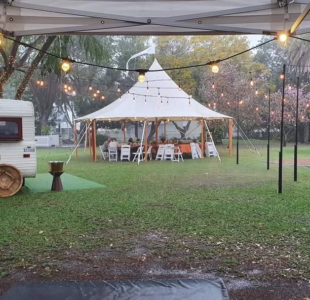 Our 10m tent coming to the wet weather rescue at @staubinsvillage today.
Image by @bbqinfusion who were there cooking up a storm during the storm.