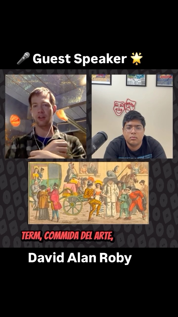 🎭 Guest Speaker Spotlight! 🎤
We’re thrilled to welcome David Alan Roby to our Podcast for an episode all about Commedia dell’arte; the art form of masks, movement, and improvisation that shaped modern comedy.
Mr. Roby is a scholar, performer, and educator whose work has deeply explored Commedia dell’arte, both in theory and in practice. He brings a unique perspective on how history, performance, and training intersect in this theatrical tradition.
From stock characters to physical storytelling, this episode explores why Commedia still matters for student actors today.
Here is a little clip from his interview on our Podcast..
🎙️ Episode live on Spotify right now! Don’t miss it! 🎧
#CommediaDellArte
#TheatreHistory
#TheaterStudents
#Drama
#PerformingArts