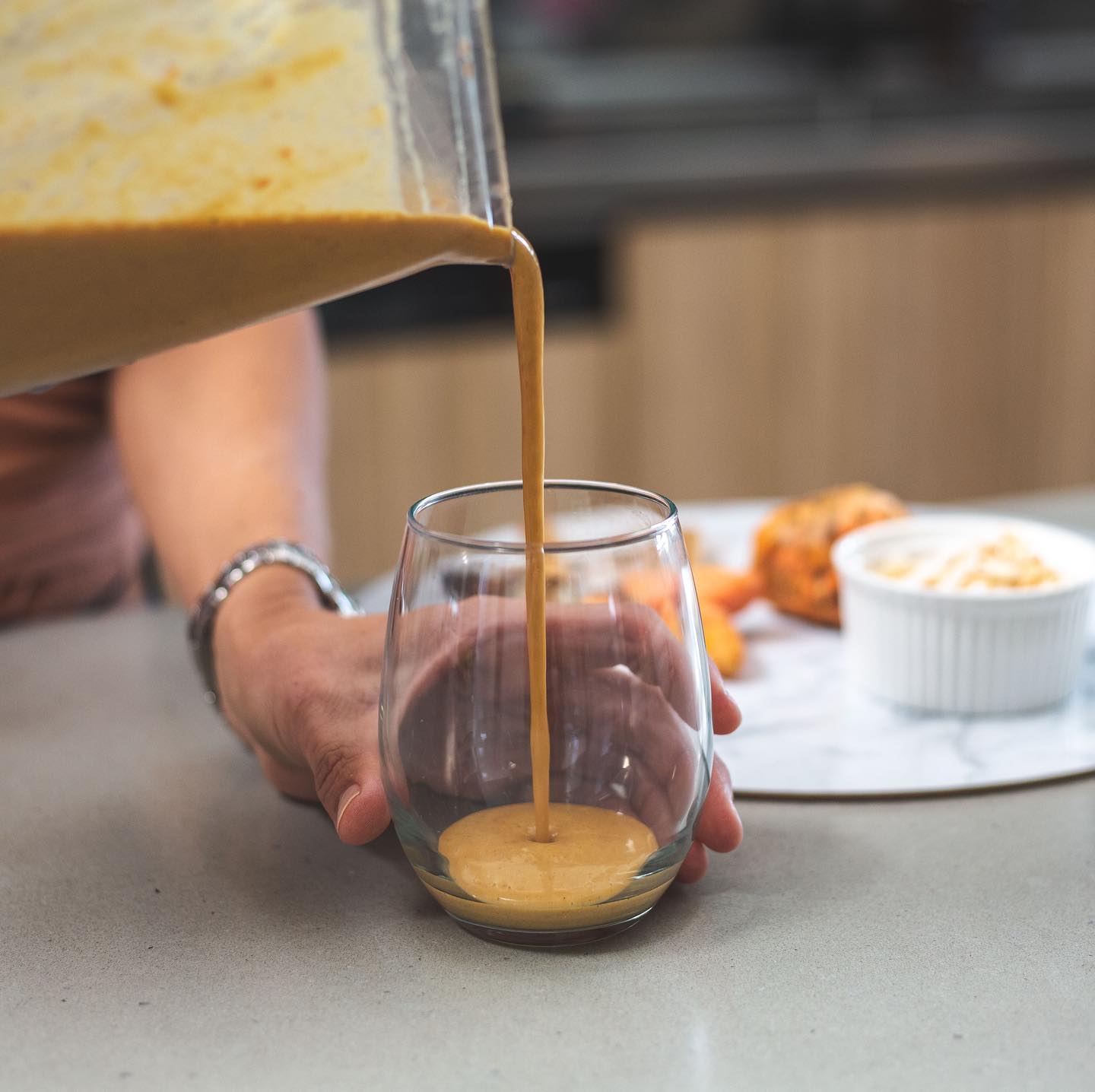 We are feeling the changes in the season at our house. Scratchy throats and sniffles.
This little smoothie is lovely in the changing, cooler weather. Made from sweet potato, almond milk and warming spices such as turmeric, cinnamon, nutmeg. Topped with roasted coconut or PlantmadeWA granola! Give it a try. I steam the sweet potato. Let me know what you think. 🤔