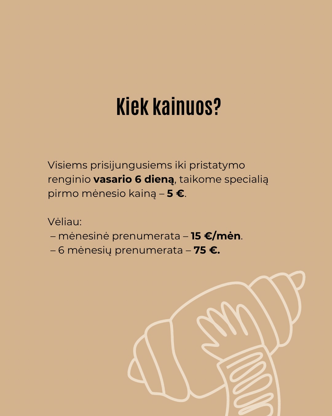 Kepėjų klubas jau labai arti. Kitą savaitę atveriame platformą: pirmiausia laukiančiųjų sąrašo nariams, o po kelių dienų – visiems kitiems. Tai erdvė kepantiems namuose ir ieškantiems gilesnio ryšio su procesu, norintiems mokytis, dalintis patirtimi ir būti bendruomenės dalimi.
Iki vasario 6 dienos taikysime specialią pirmo mėnesio prenumeratos kainą, o tą dieną susitiksime ir gyvai – Kepėjų klubo pristatymo renginyje @bundu.bakery. Renginys bus atviras visiems norintiems susipažinti, užduoti klausimus ir pajusti, kas laukia klubo viduje. Renginys visiškai nemokamas.
Jei norite sužinoti pirmi ir prisijungti anksčiau, kviečiame registruotis į laukiančiųjų sąrašą.
Rašykite komentaruose žodį klubas ir registracijos nuorodas gausite į asmenines žinutes.